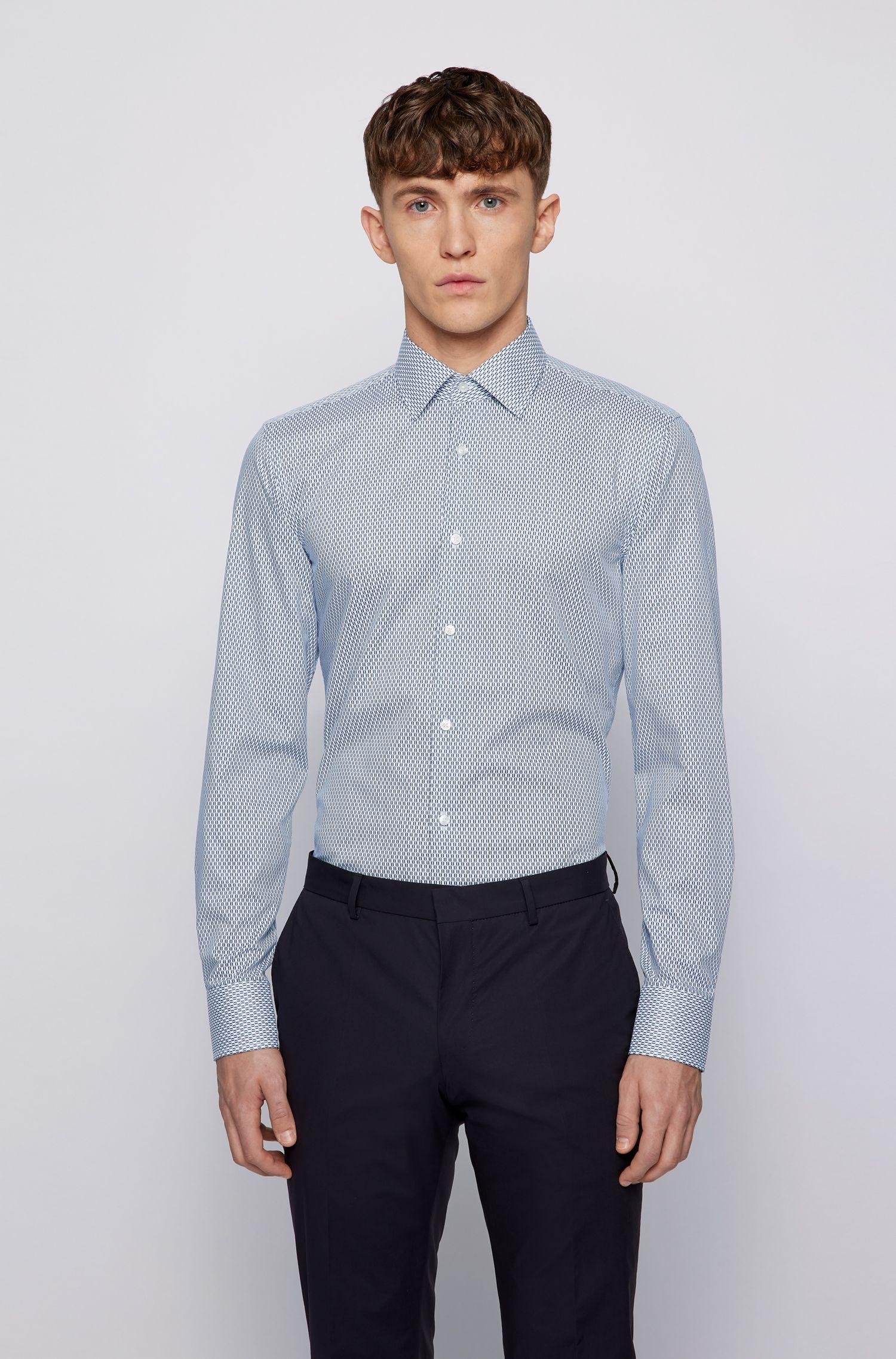 BOSS by Hugo Boss Geometric Print Slim Fit Shirt In A Tm Lyocell Cotton