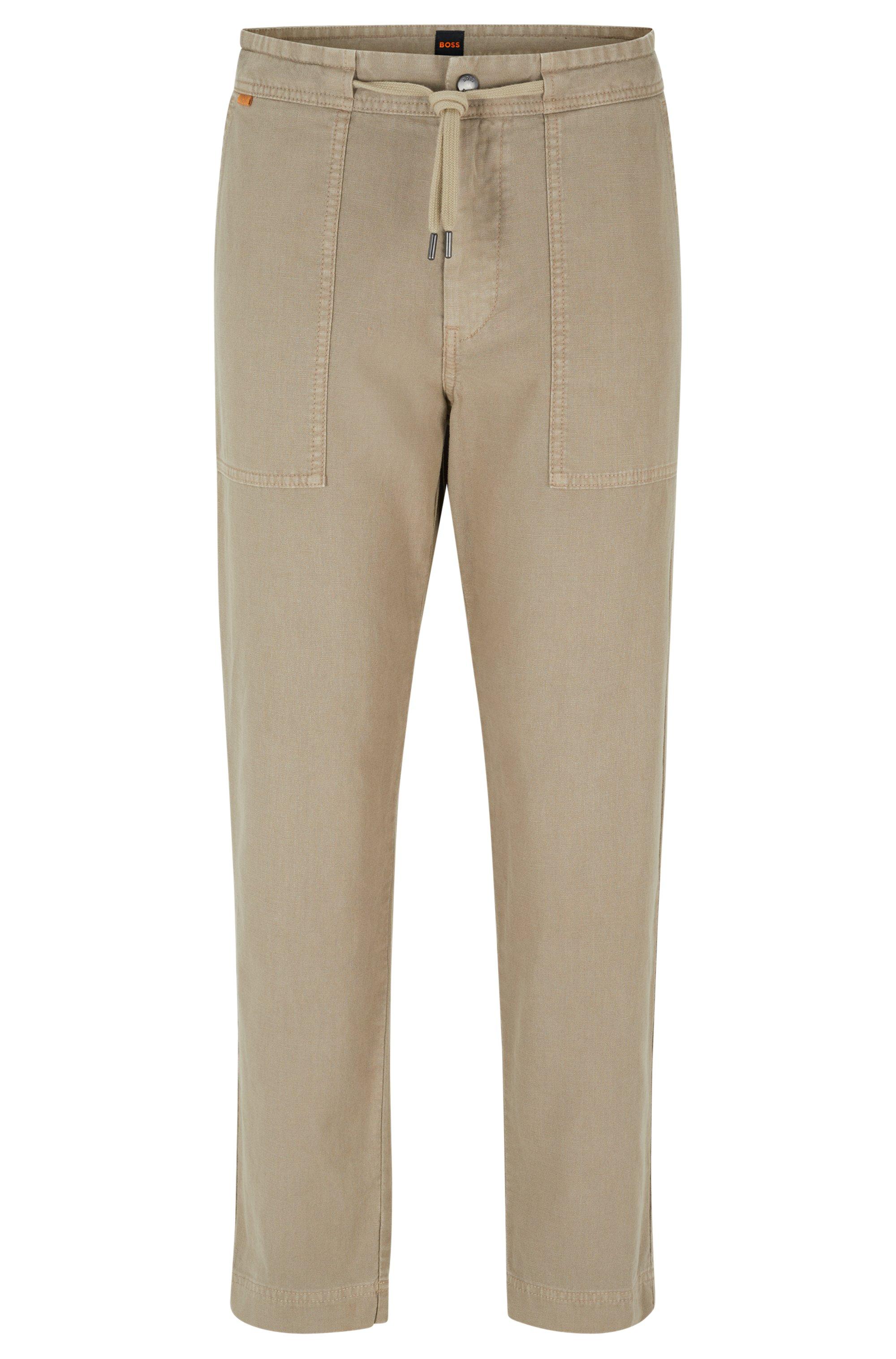 BOSS by HUGO BOSS Regular-fit Trousers In Linen And Cotton in Natural for  Men | Lyst