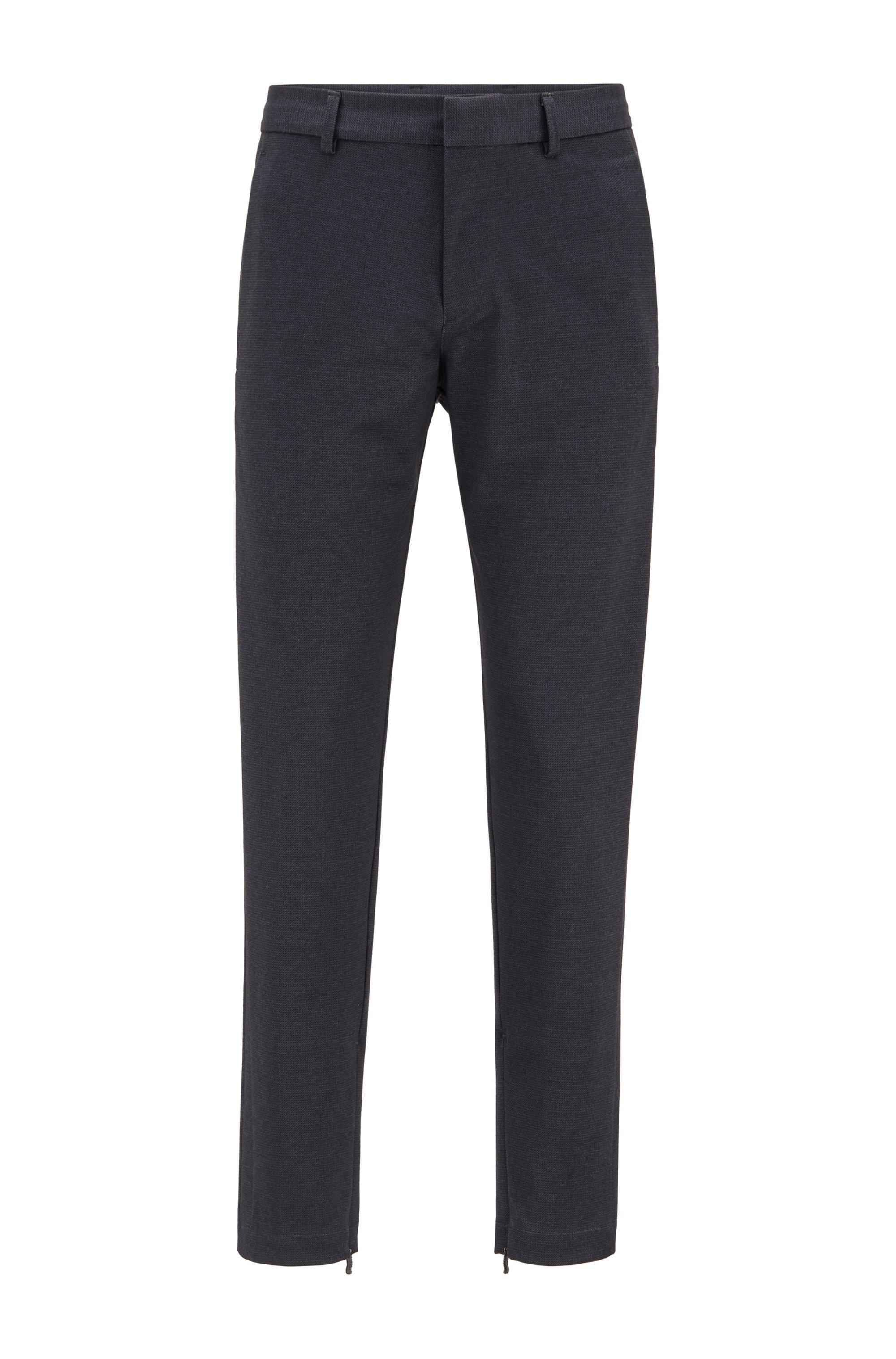 BOSS by HUGO BOSS Slim-fit Pants In Printed Bi-stretch Jersey- Black Men's  Casual Pants Size 34r for Men | Lyst