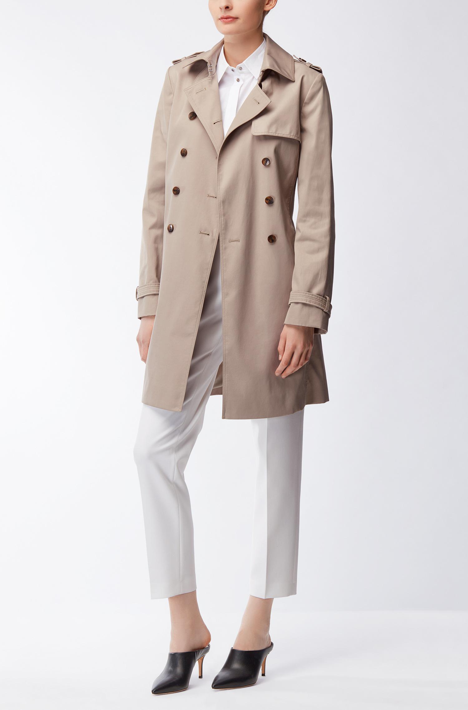 BOSS by Hugo Boss Cottonblend Trench Coat In A Regular Fit in Beige