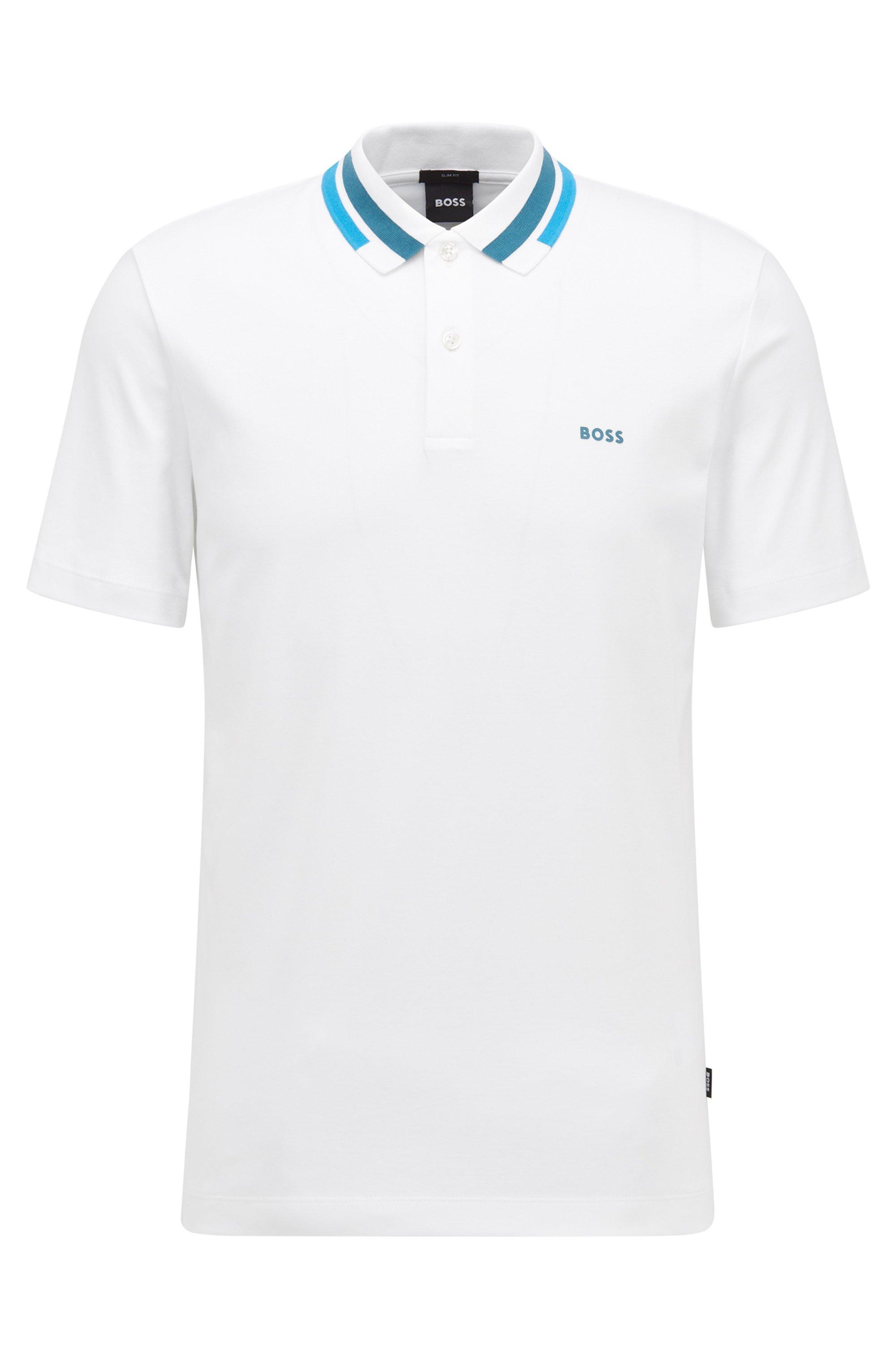 BOSS by HUGO BOSS Slim-Fit Poloshirt aus Interlock-Baumwolle mit Logo-Print  in Weiß für Herren | Lyst DE