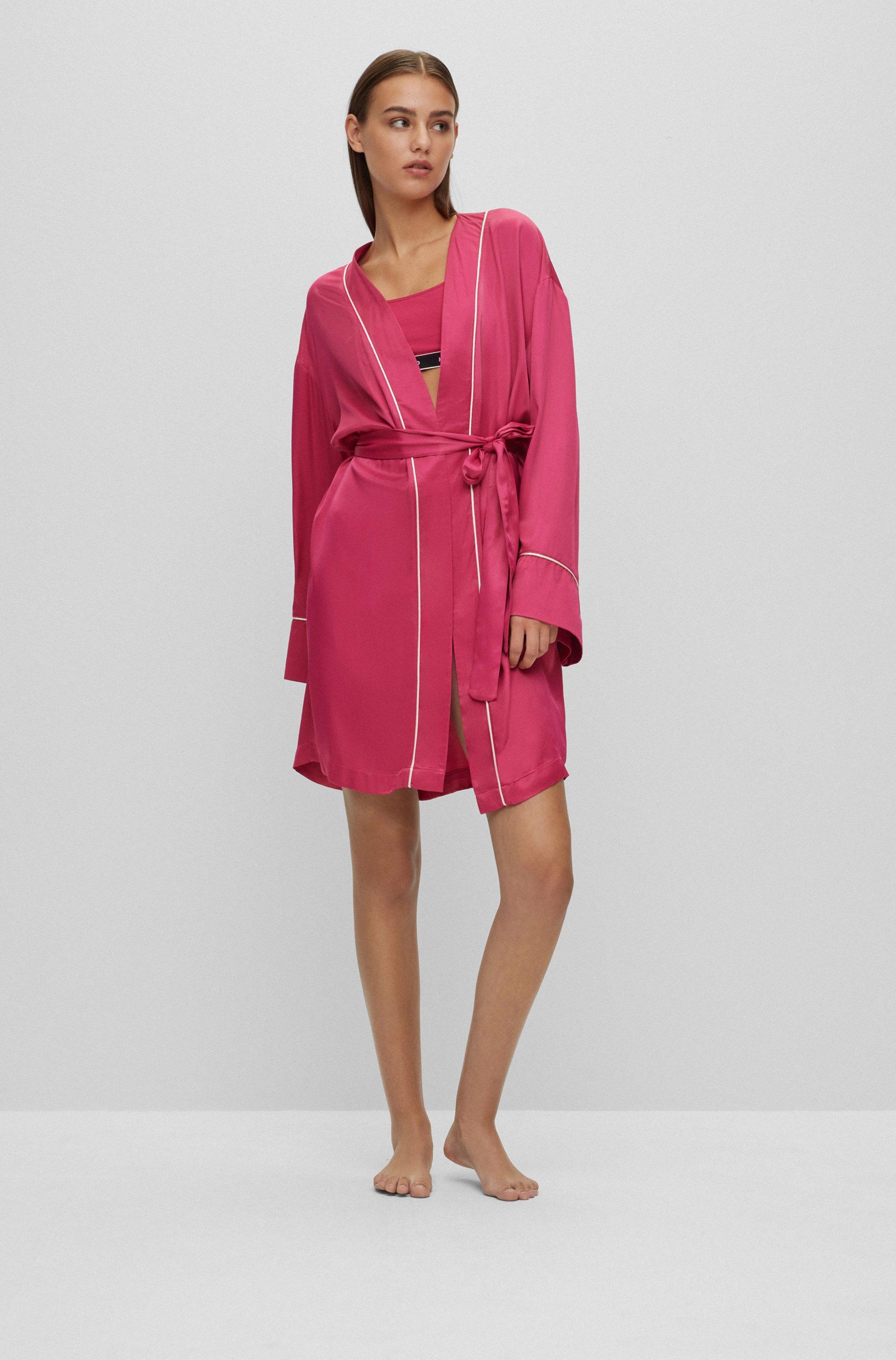 BOSS by HUGO BOSS Belted Dressing Gown With Satin Piping And Logo in