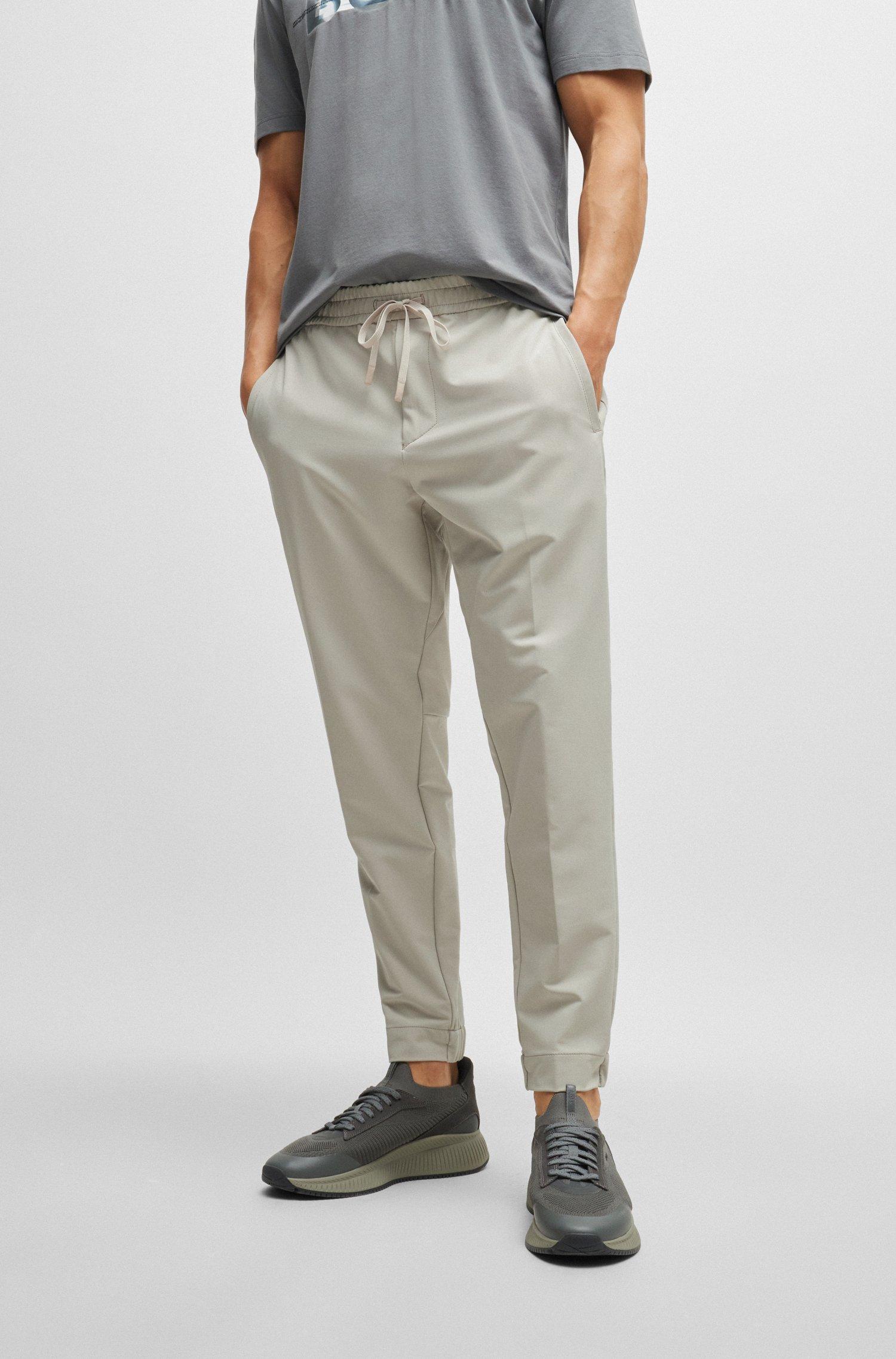 BOSS - Slim-fit chinos in stretch-cotton satin - Green