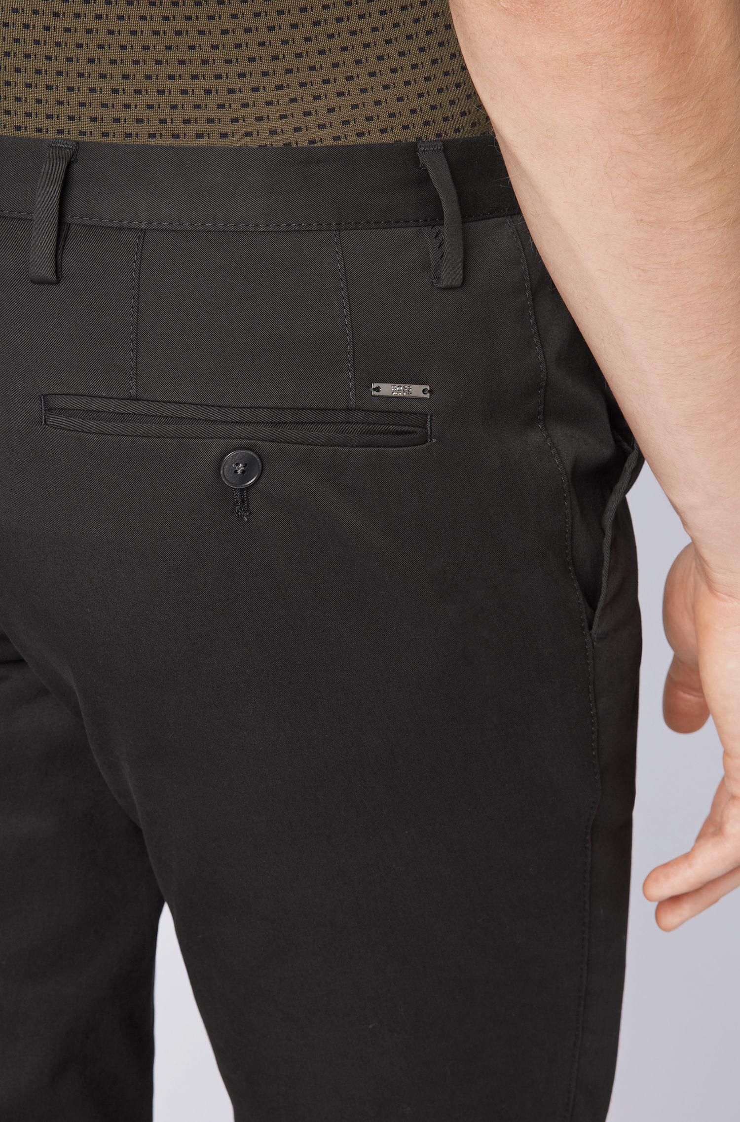 BOSS Slim-fit Pants In Garment-dyed Stretch Cotton in Black for Men - Lyst