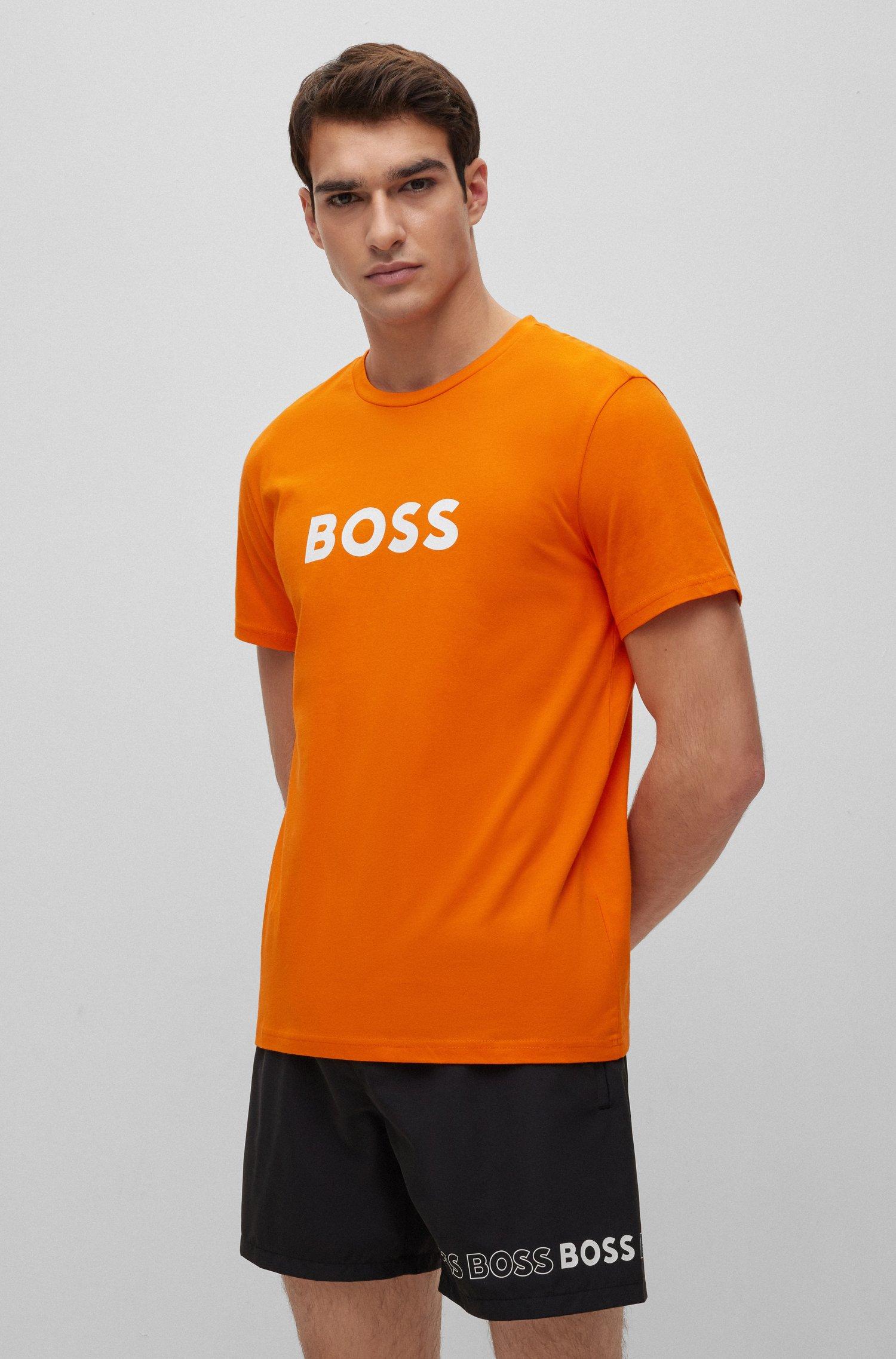 BOSS by HUGO BOSS Cotton T-shirt With Contrast Logo in Orange for Men |  Lyst Canada