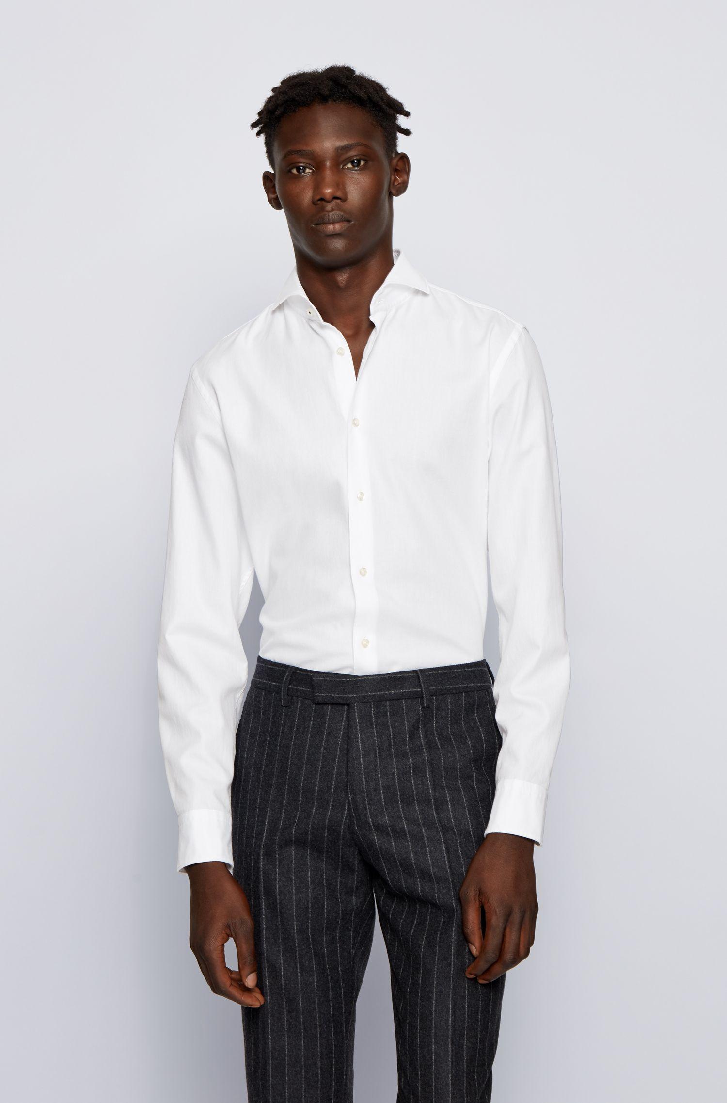 BOSS by Hugo Boss Slim Fit Shirt In Washed Structured Cotton in White
