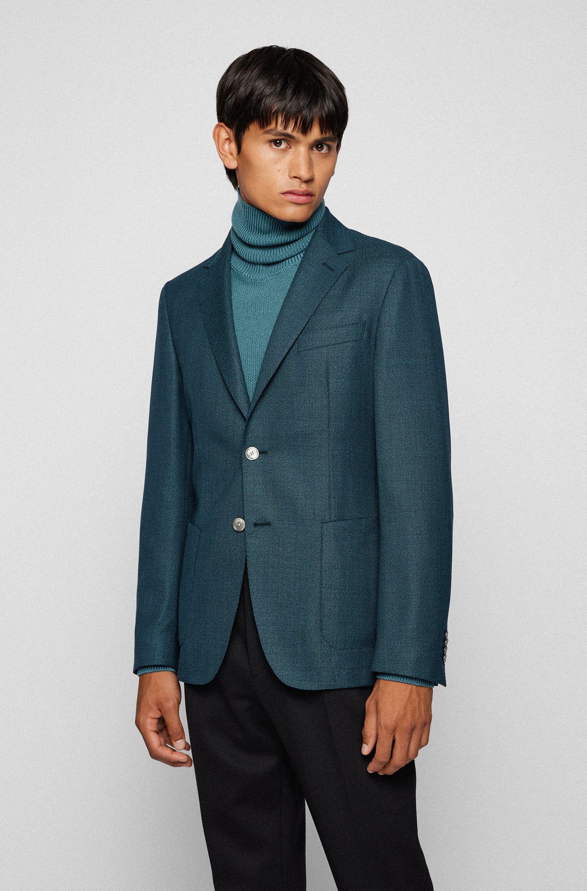 BOSS by HUGO BOSS Slim-fit Jacket In Stretch Virgin Wool in Dark Green ( Green) for Men - Lyst