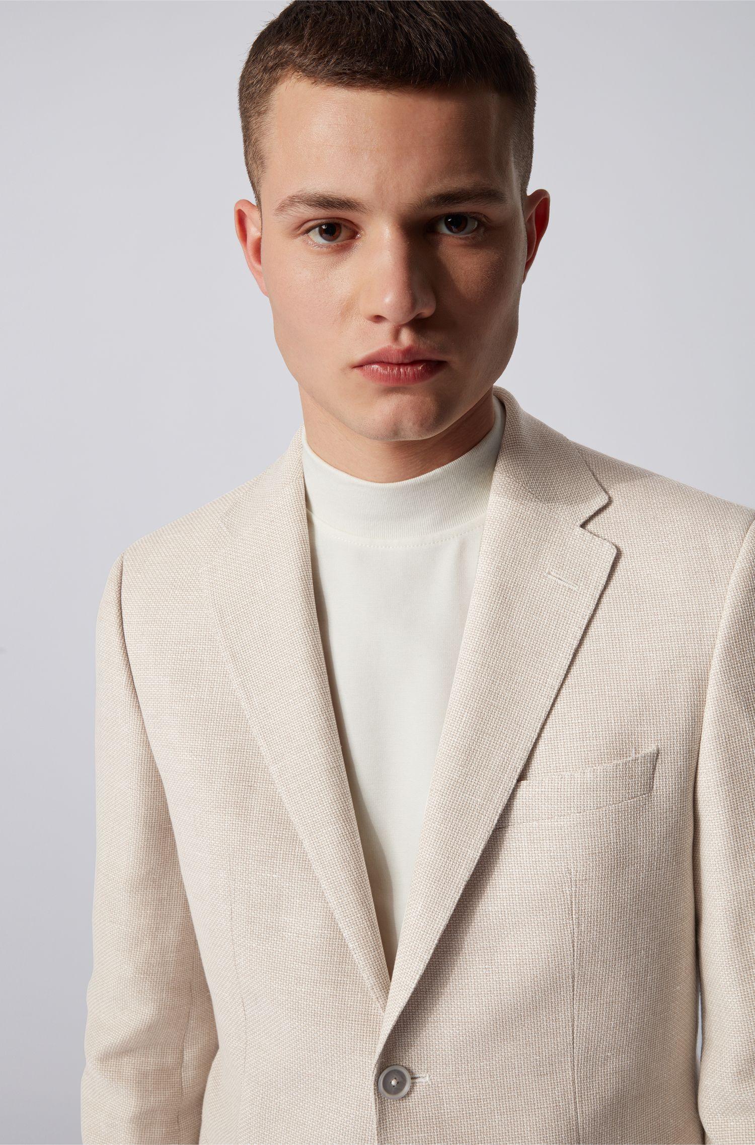BOSS by Hugo Boss Regular Fit Jacket In Virgin Wool With Linen in White