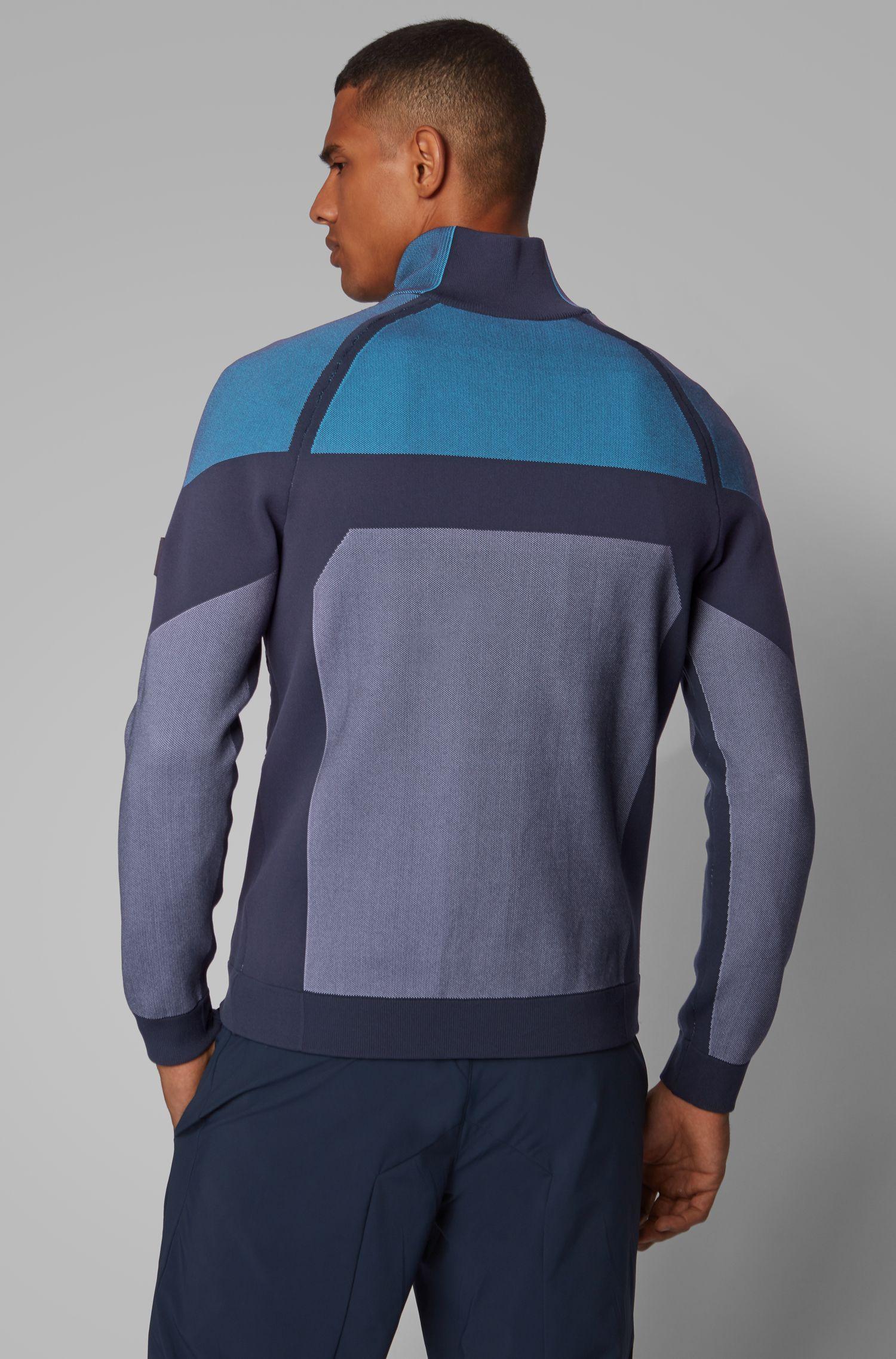 BOSS Cotton Hybrid Jacket With Colorblocking And Logo Zipper in Dark