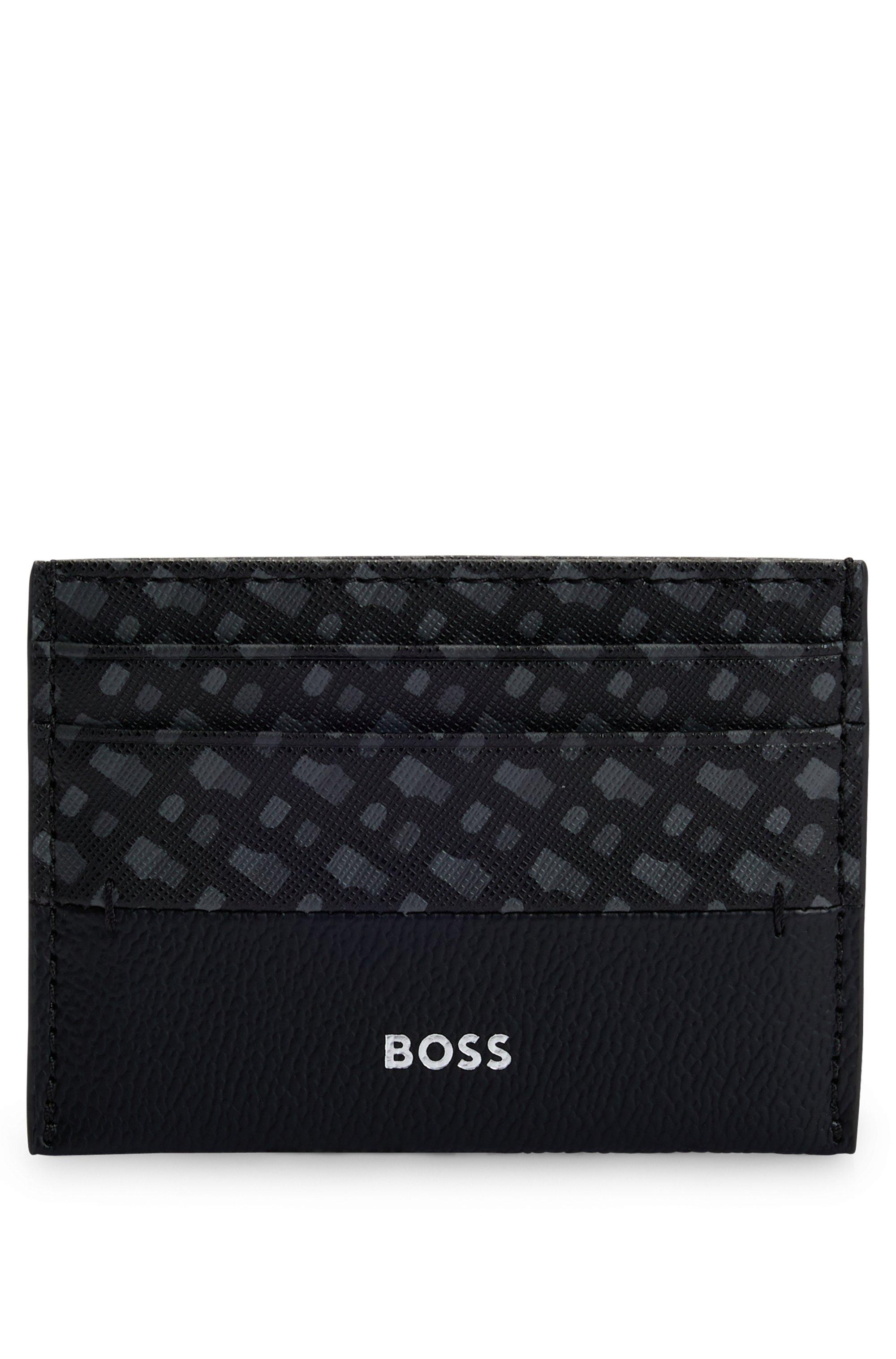 BOSS Monogram-panel Card Holder With Silver-foil Logo in Black for Men ...