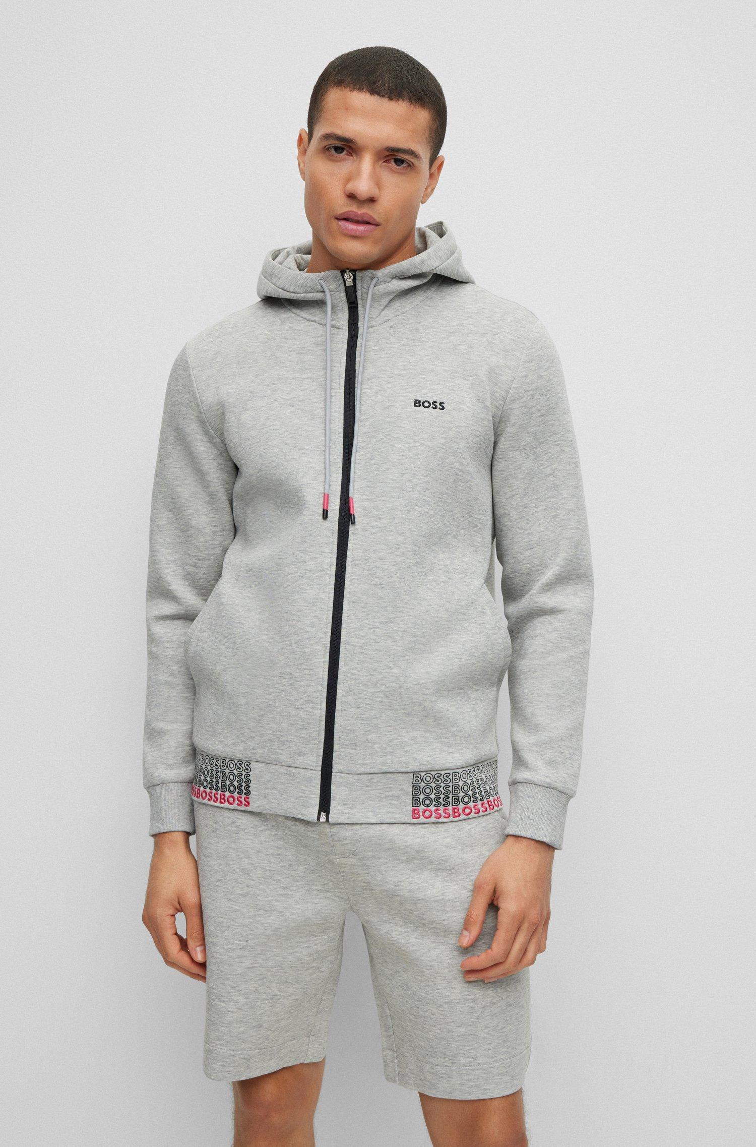 BOSS Zip up Hoodie With Multi coloured Logos in Grey for Men Lyst Canada
