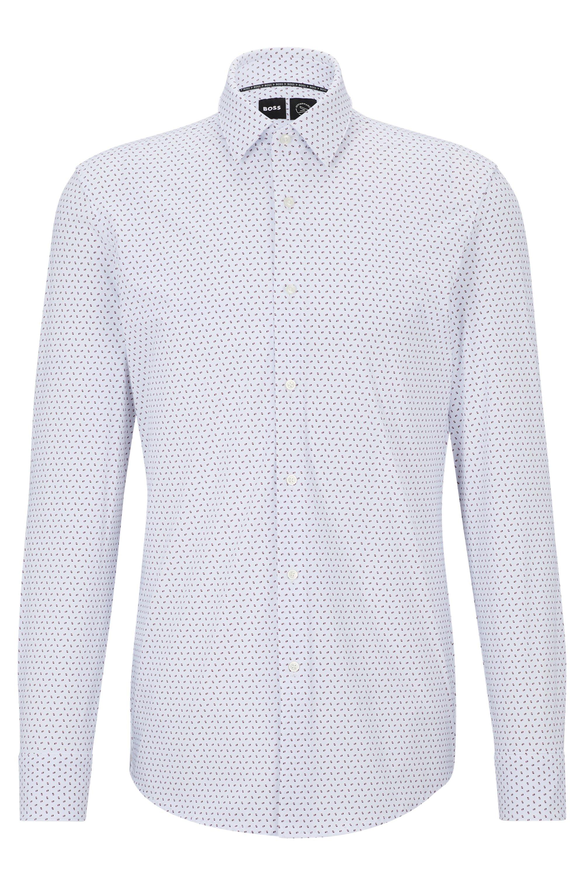 BOSS by HUGO BOSS Slim-fit Shirt In Geometric-print Performance-stretch  Jersey in White for Men | Lyst