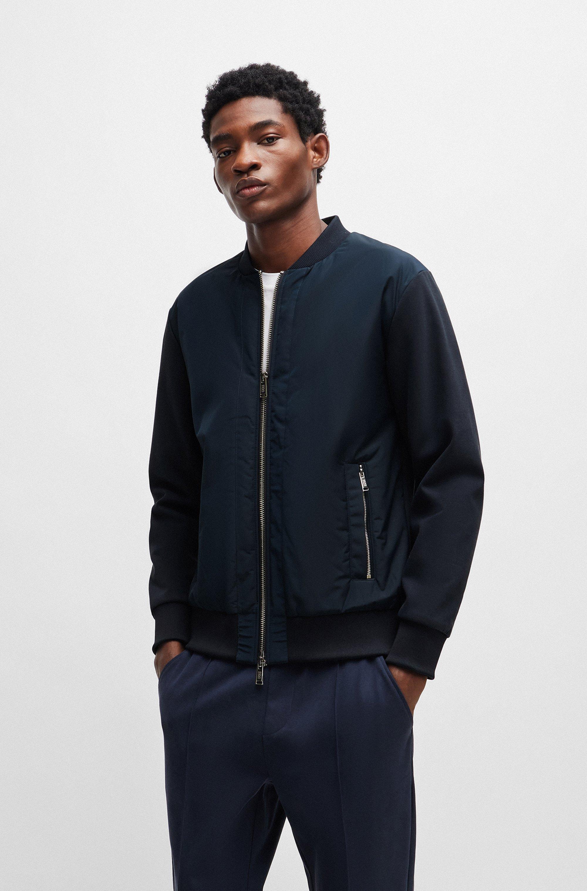 BOSS Porsche X Bomber Jacket With Embroidered Logo in Blue