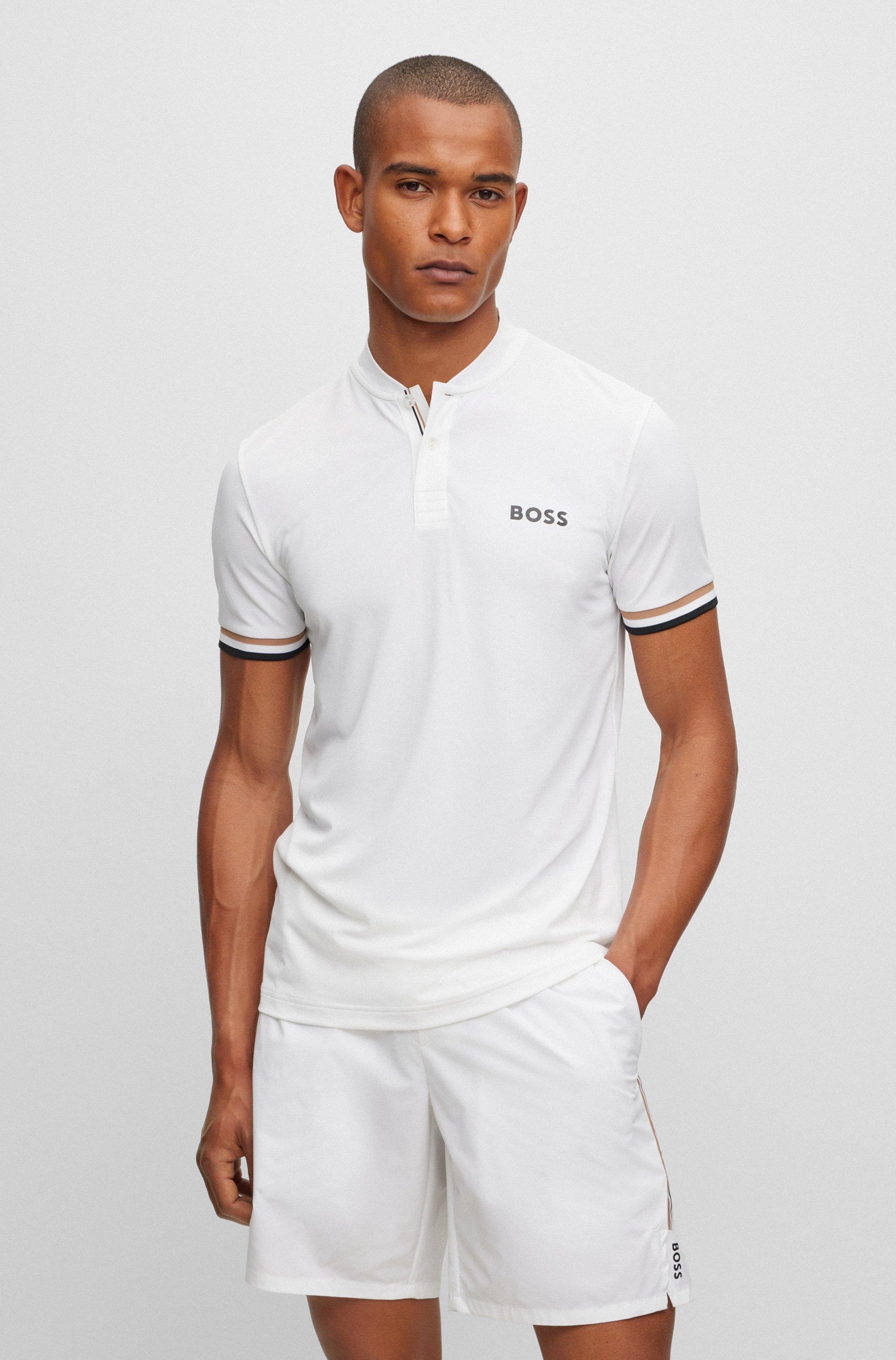 BOSS by HUGO BOSS Boss X Berrettini Slim-fit Polo Shirt With Stripes in White for Men | Lyst