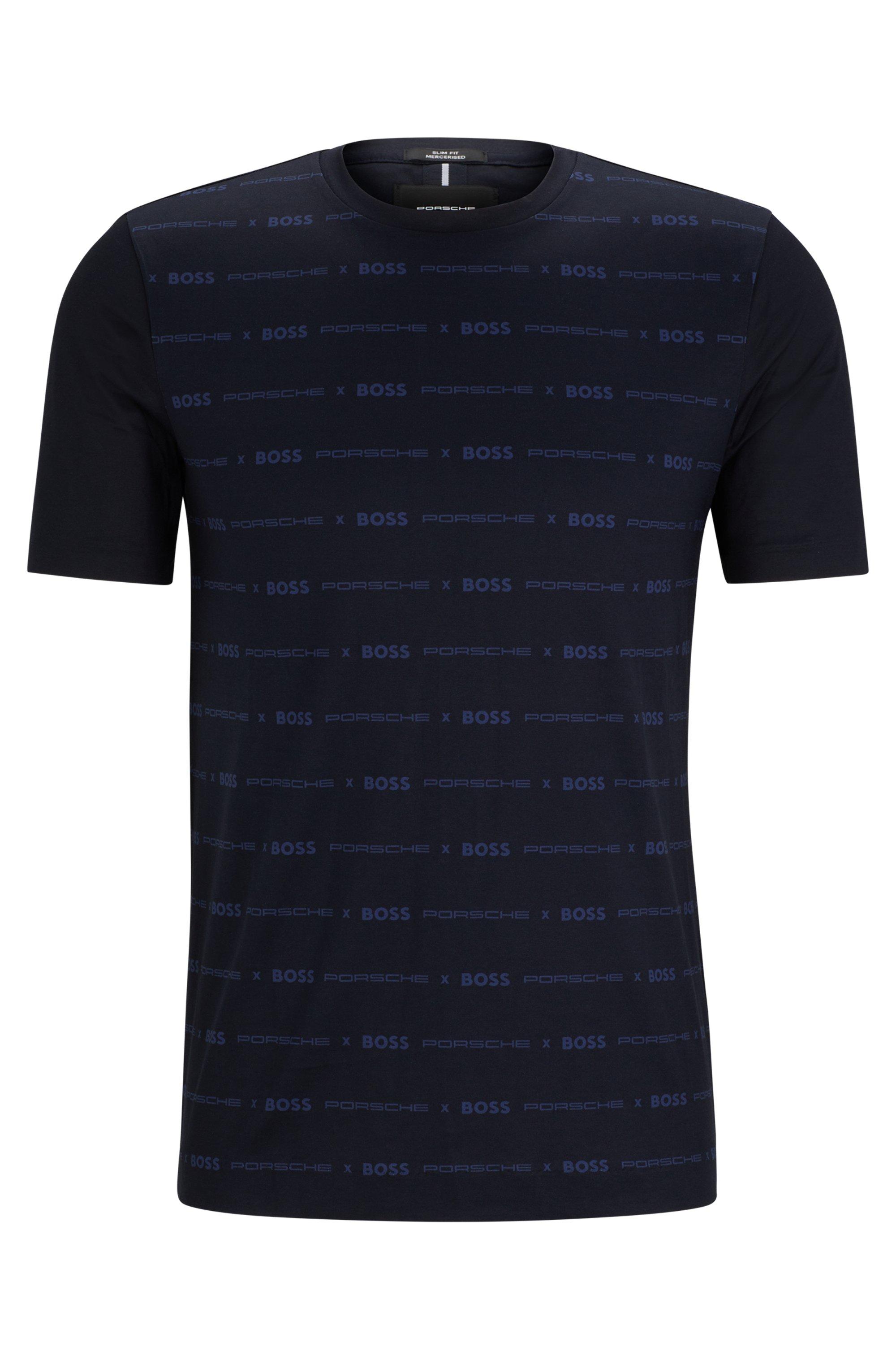 BOSS Porsche X Mercerised-cotton Slim-fit T-shirt in Blue for Men