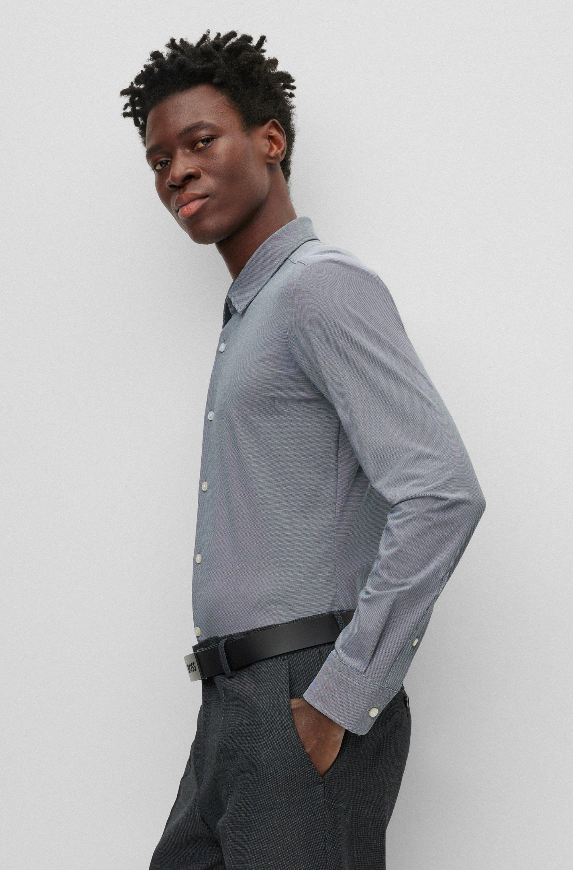 BOSS - Slim-fit shirt in stretch jersey