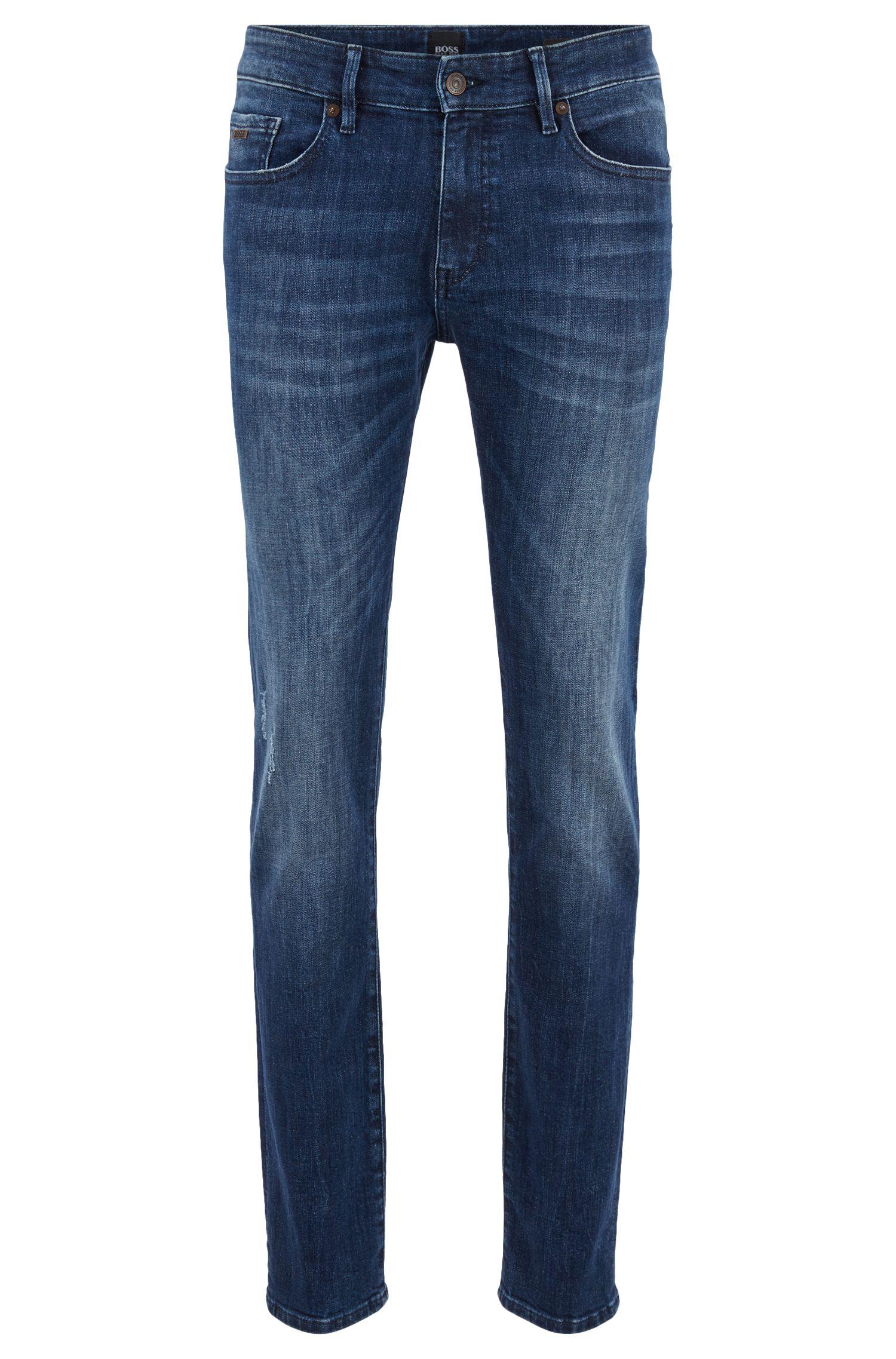 BOSS Extra-slim-fit Jeans In Marble-effect Stretch Denim in Dark Blue ...
