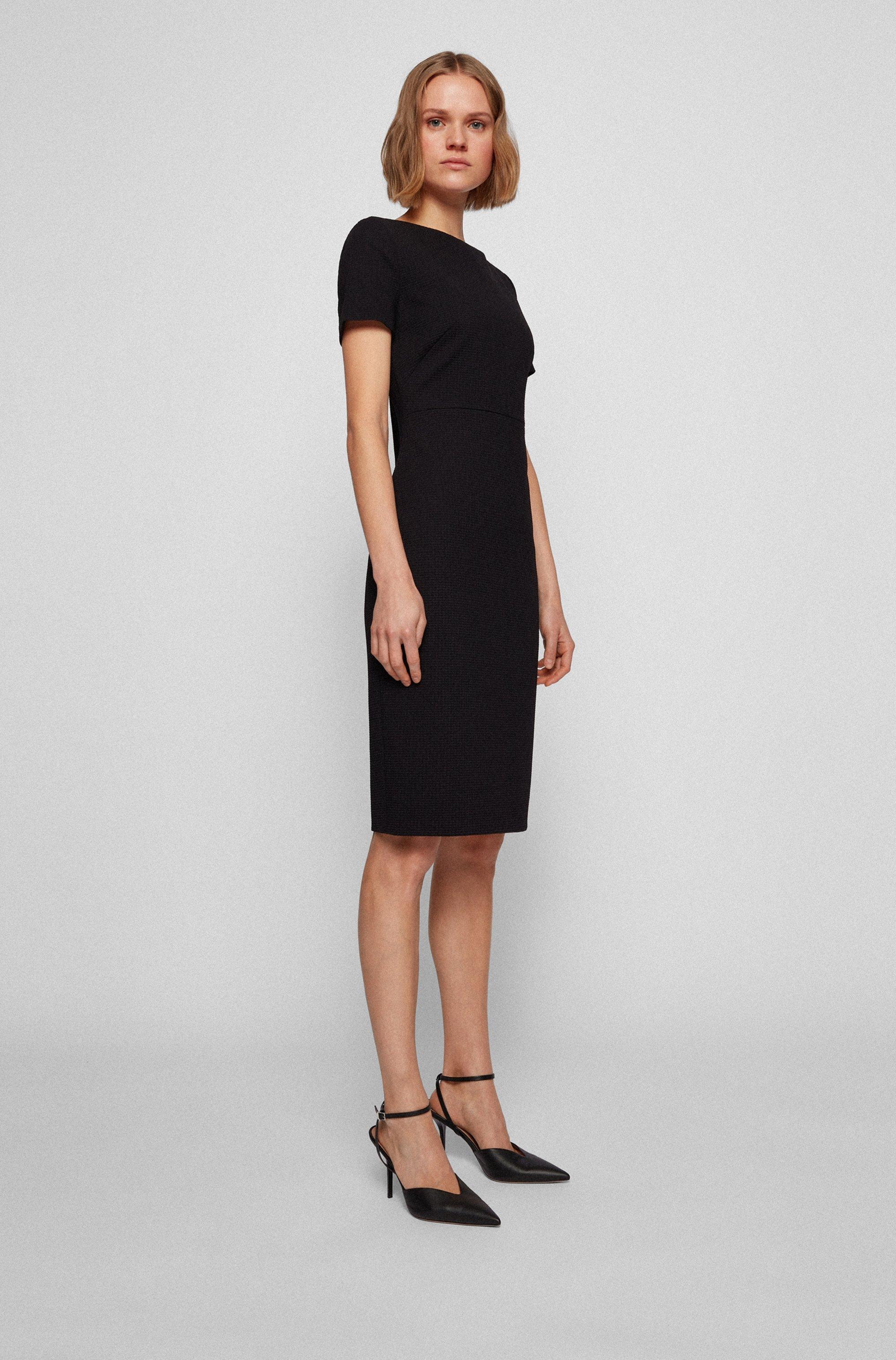 BOSS by HUGO BOSS Kleid aus Stretch-Jersey mit durchgehendem Reißverschluss  hinten in Schwarz | Lyst AT
