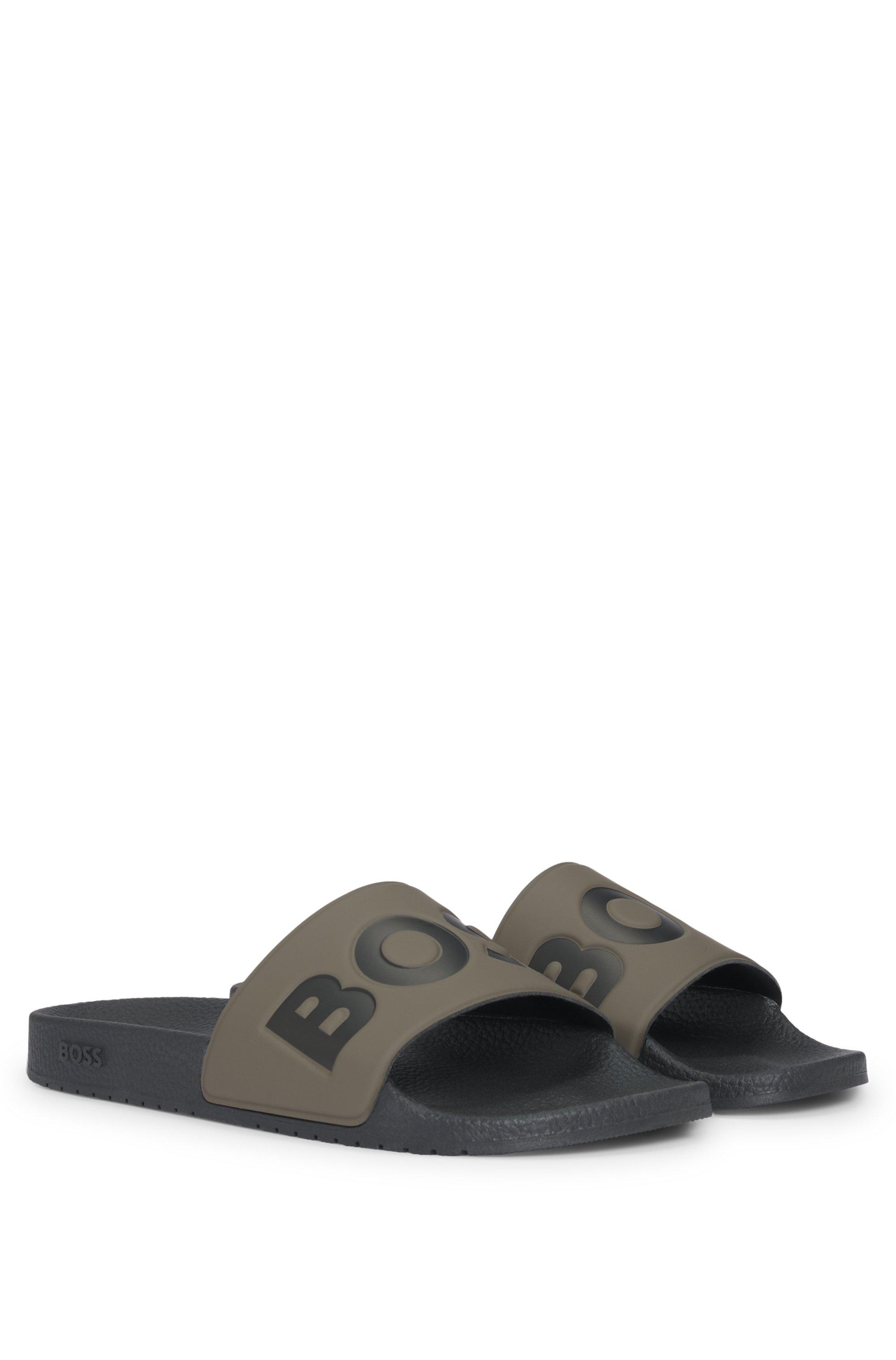 サンダル BOSS Men Sandals Green 50536835 342 HUGO BOSS MENS GREEN SLIDE SANDALS MATCH IT SLID PHCAMO