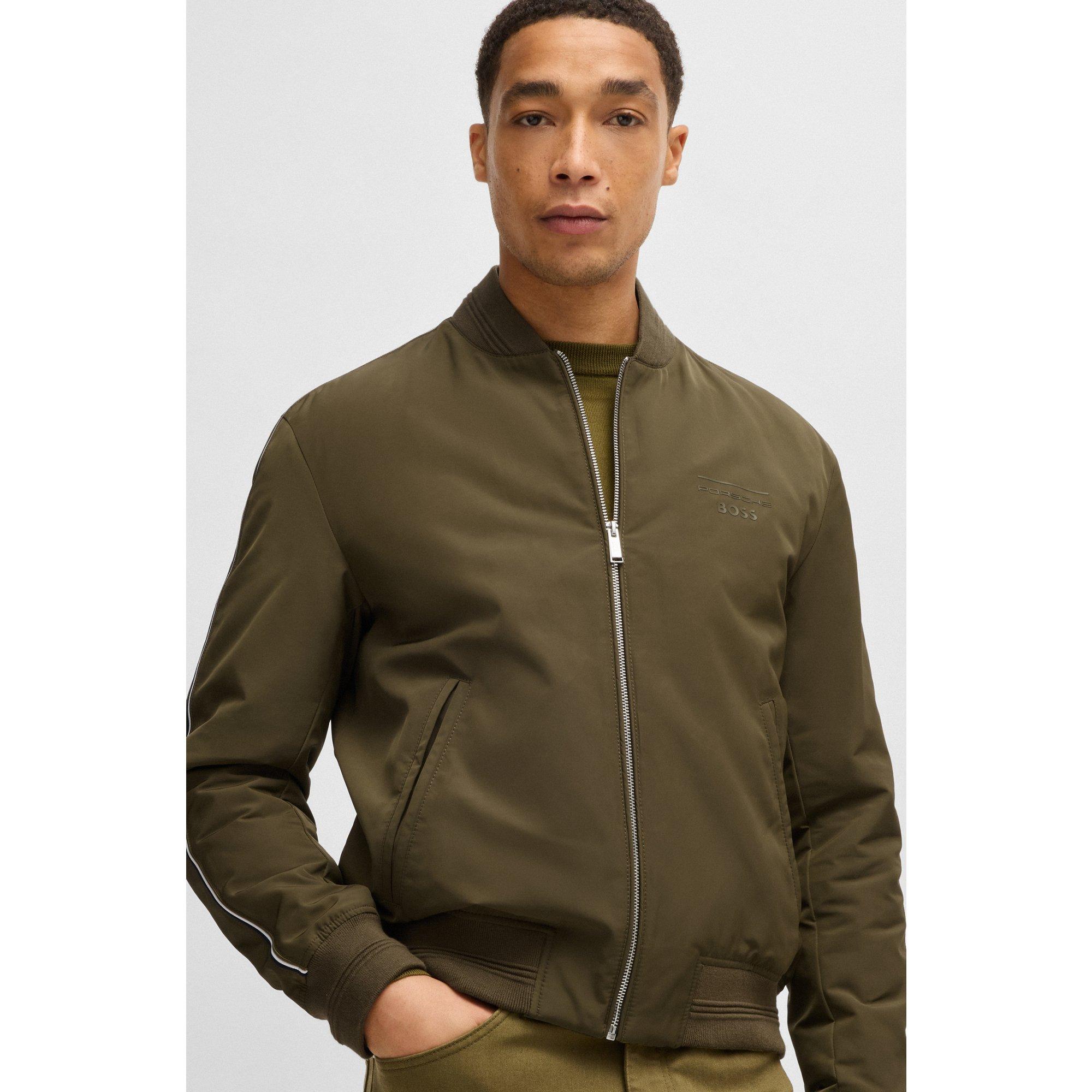 BOSS Porsche X Canvas Jacket With Stripe Trims in Green for Men
