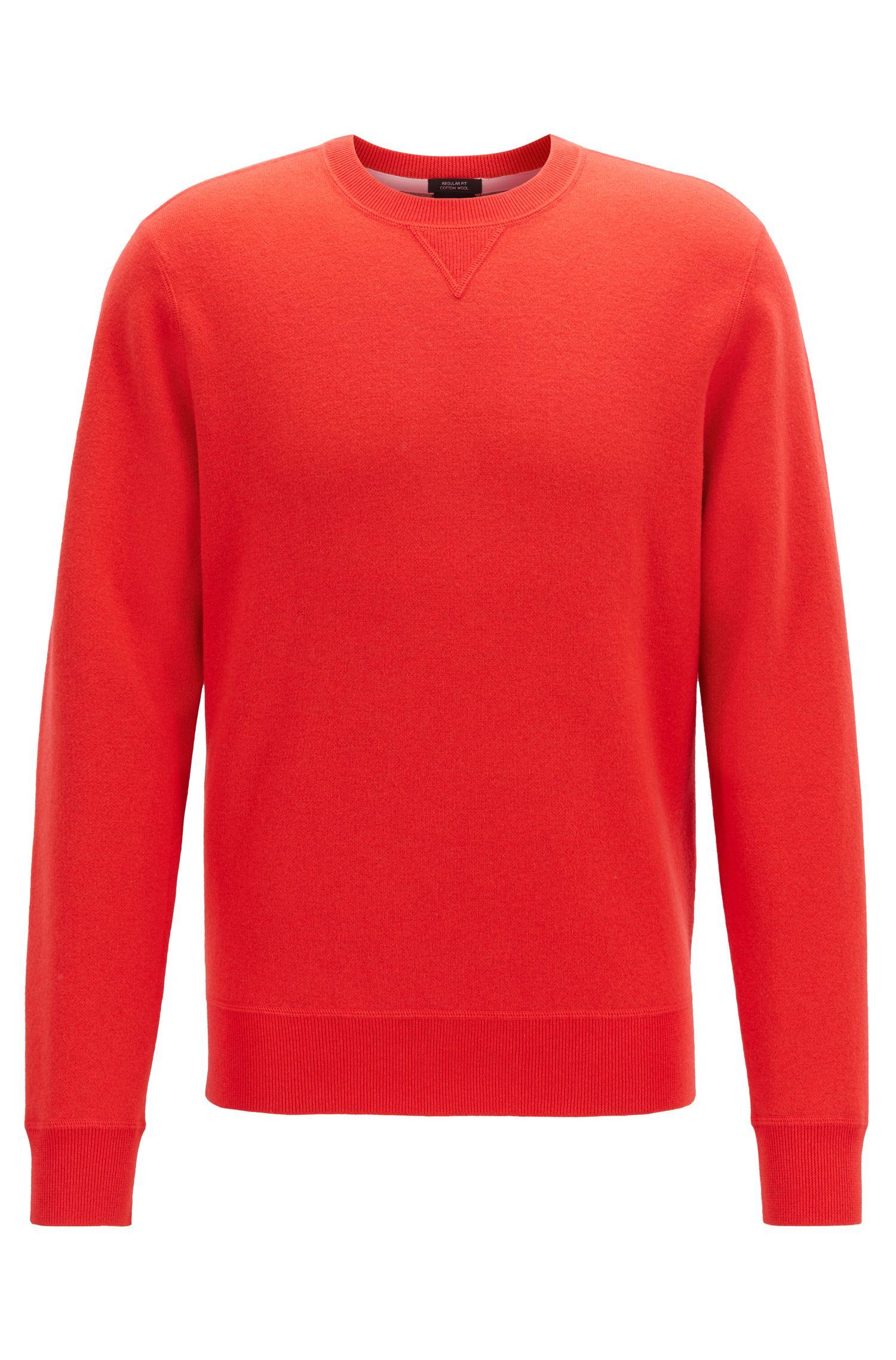 BOSS by Hugo Boss Crew Neck Sweater In A Double Faced Wool Cotton Blend ...