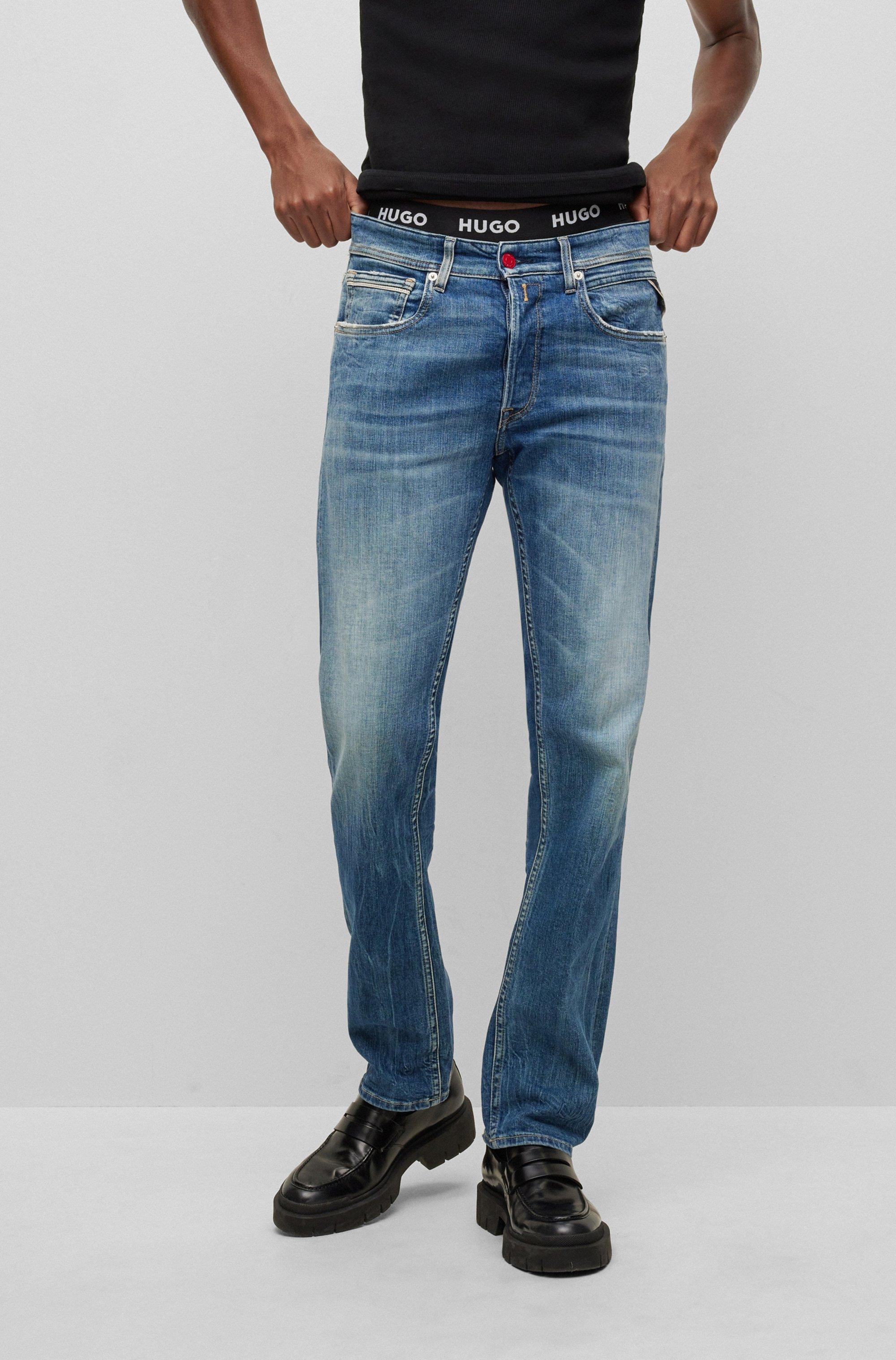 BOSS by HUGO | Replay Straight-fit Jeans In Mid-blue Stretch Denim for Men | Lyst