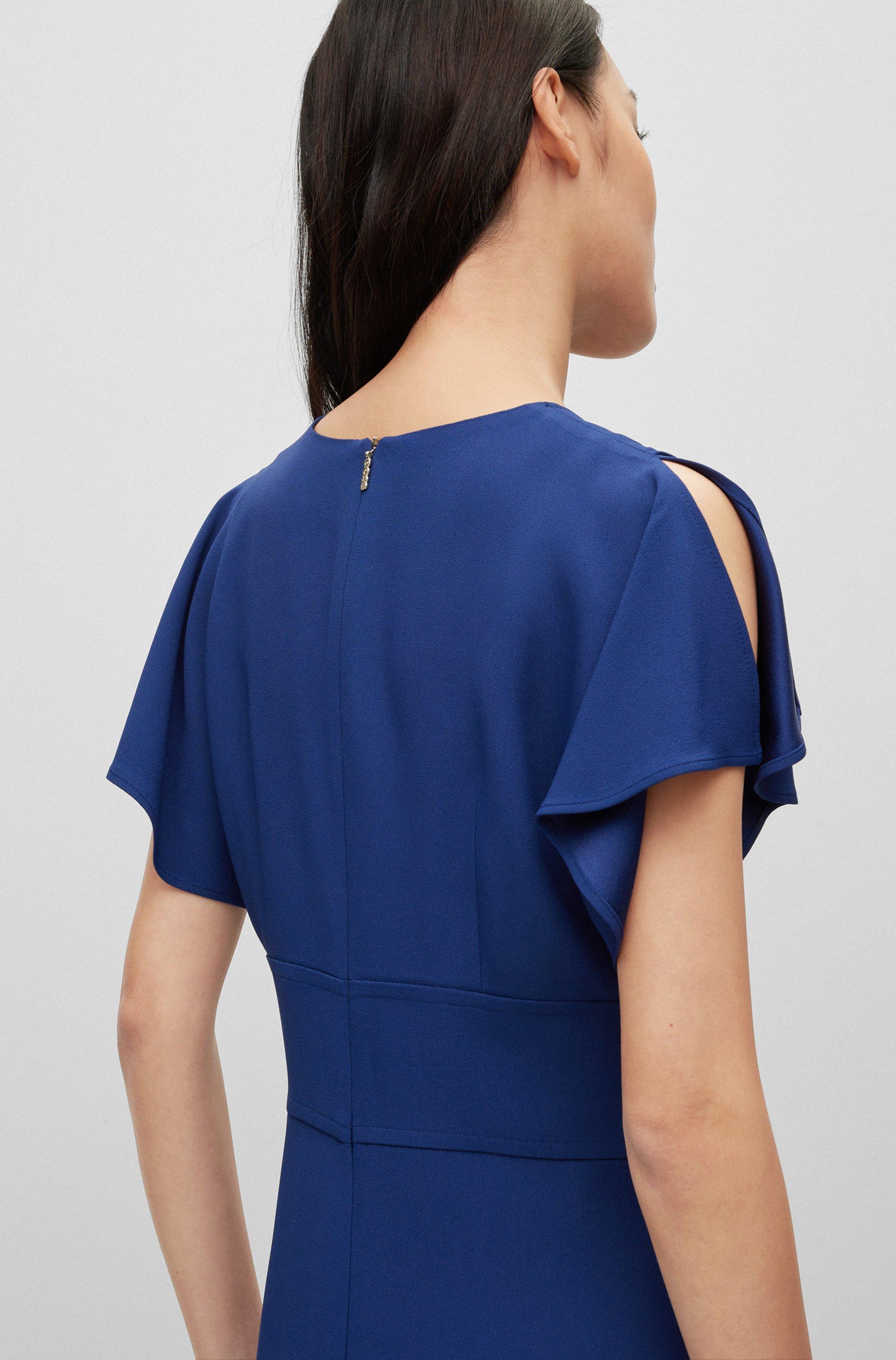 BOSS by HUGO BOSS Slim-fit Long-length Dress With V Neckline in Blue | Lyst