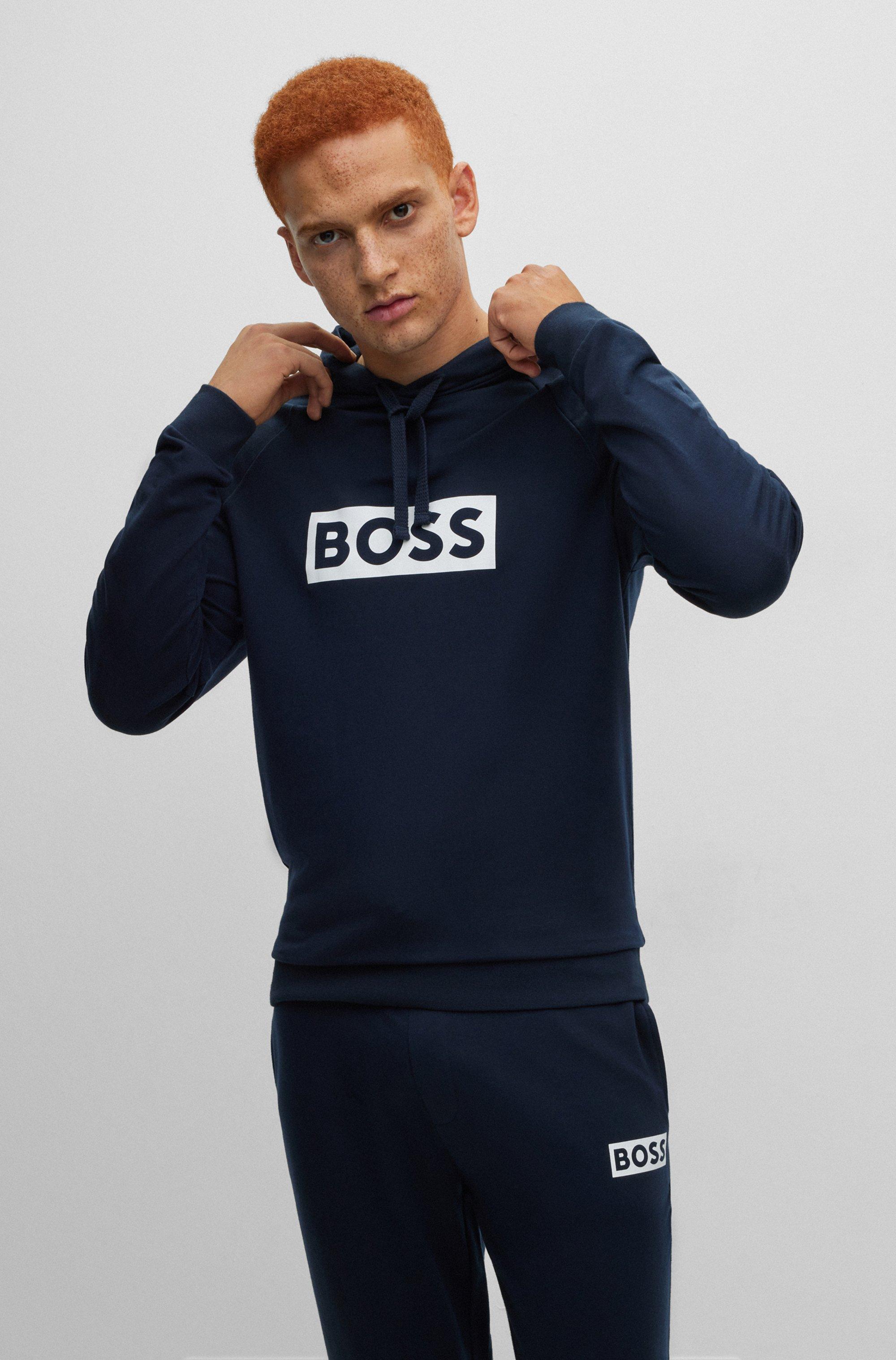 BOSS by HUGO BOSS Regular-fit Hoodie In French Terry With Logo Print in  Blue for Men | Lyst