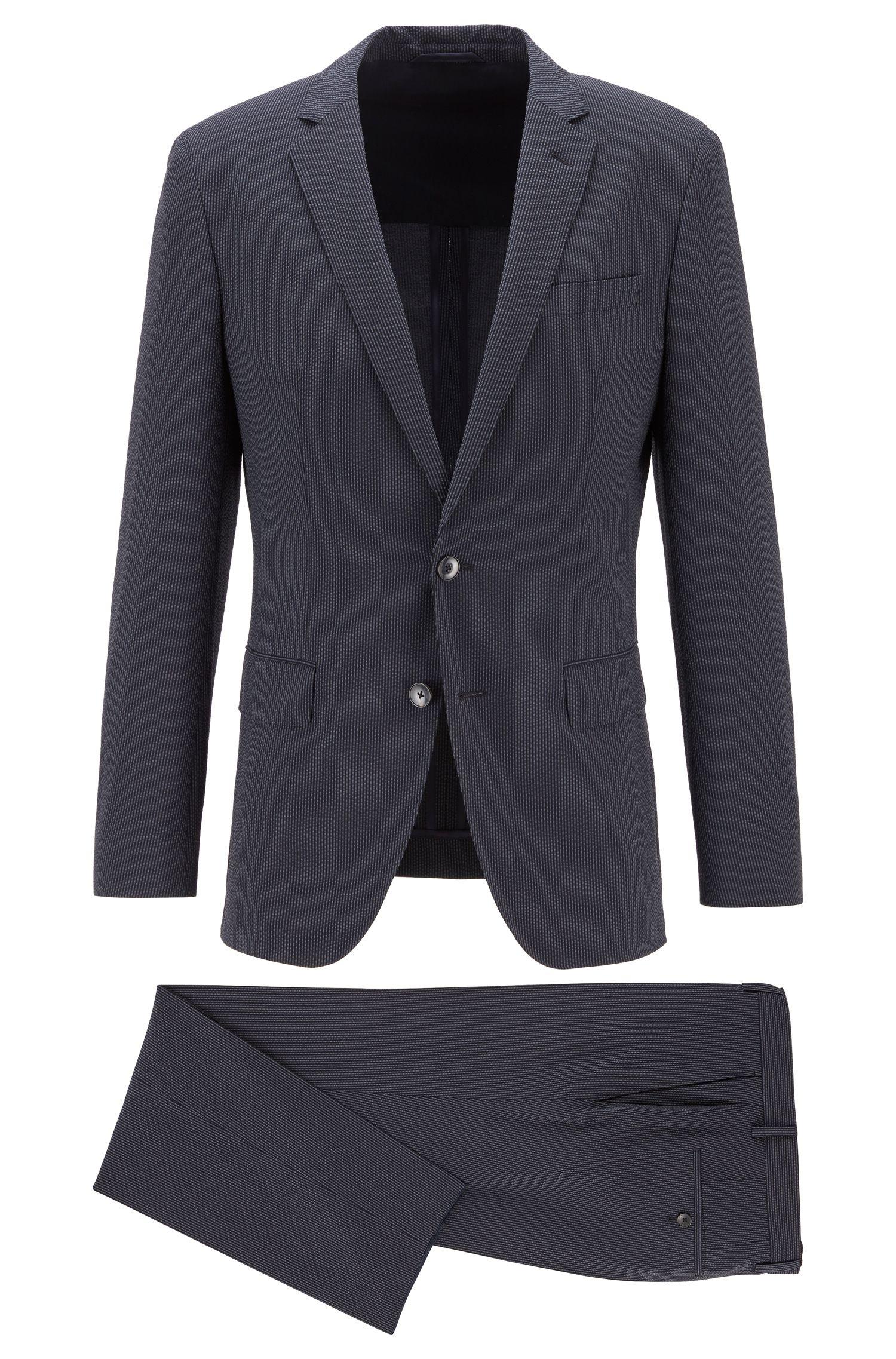 BOSS by Hugo Boss Slim Fit Suit In Wool Blend Seersucker Fabric in Dark