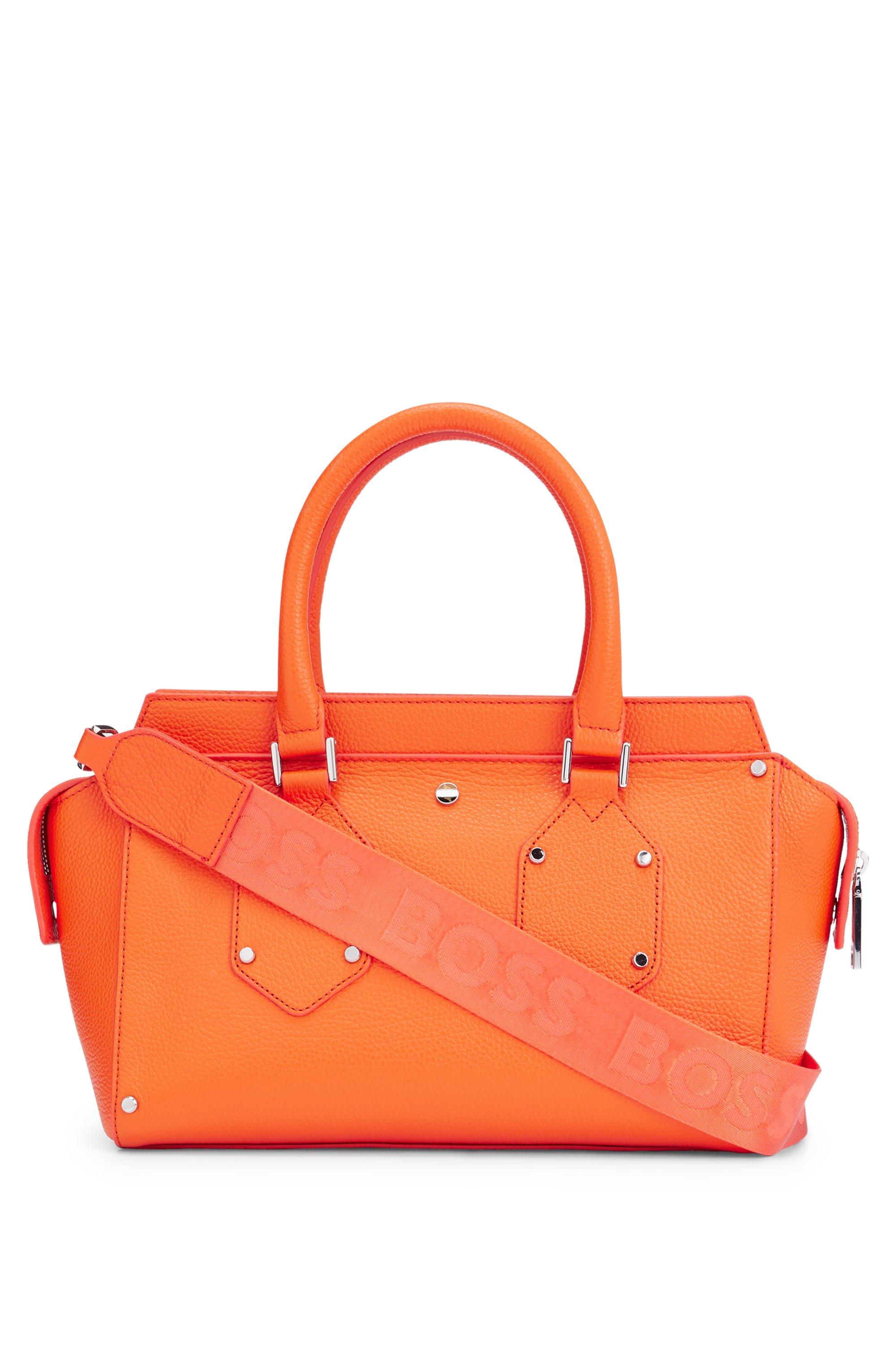 BOSS by HUGO BOSS Grained-leather Tote Bag With Branded Strap in Orange |  Lyst