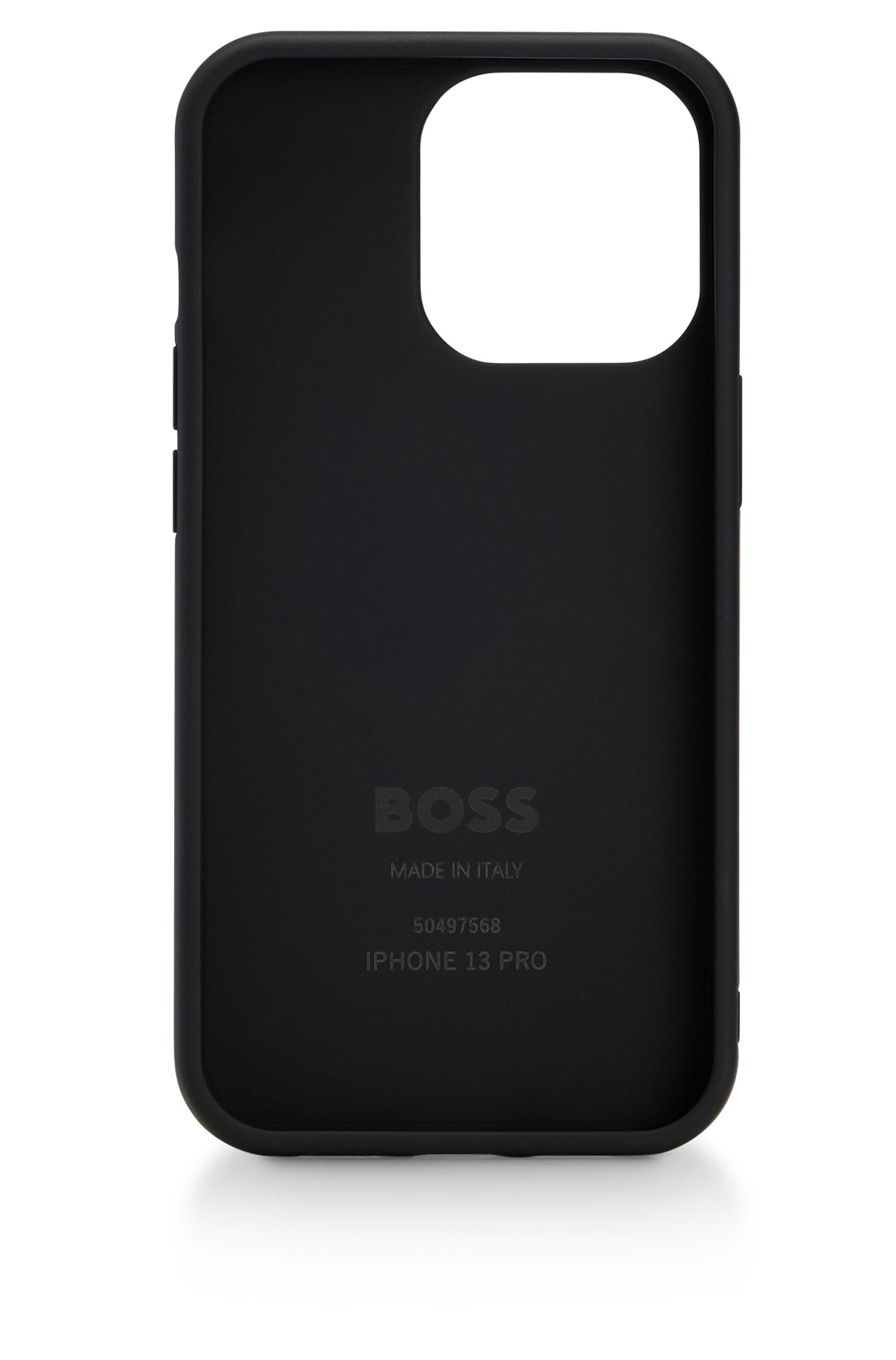 BOSS by HUGO BOSS Leather-covered Iphone 13 Pro Case With Signature-stripe  Logo in Black for Men | Lyst