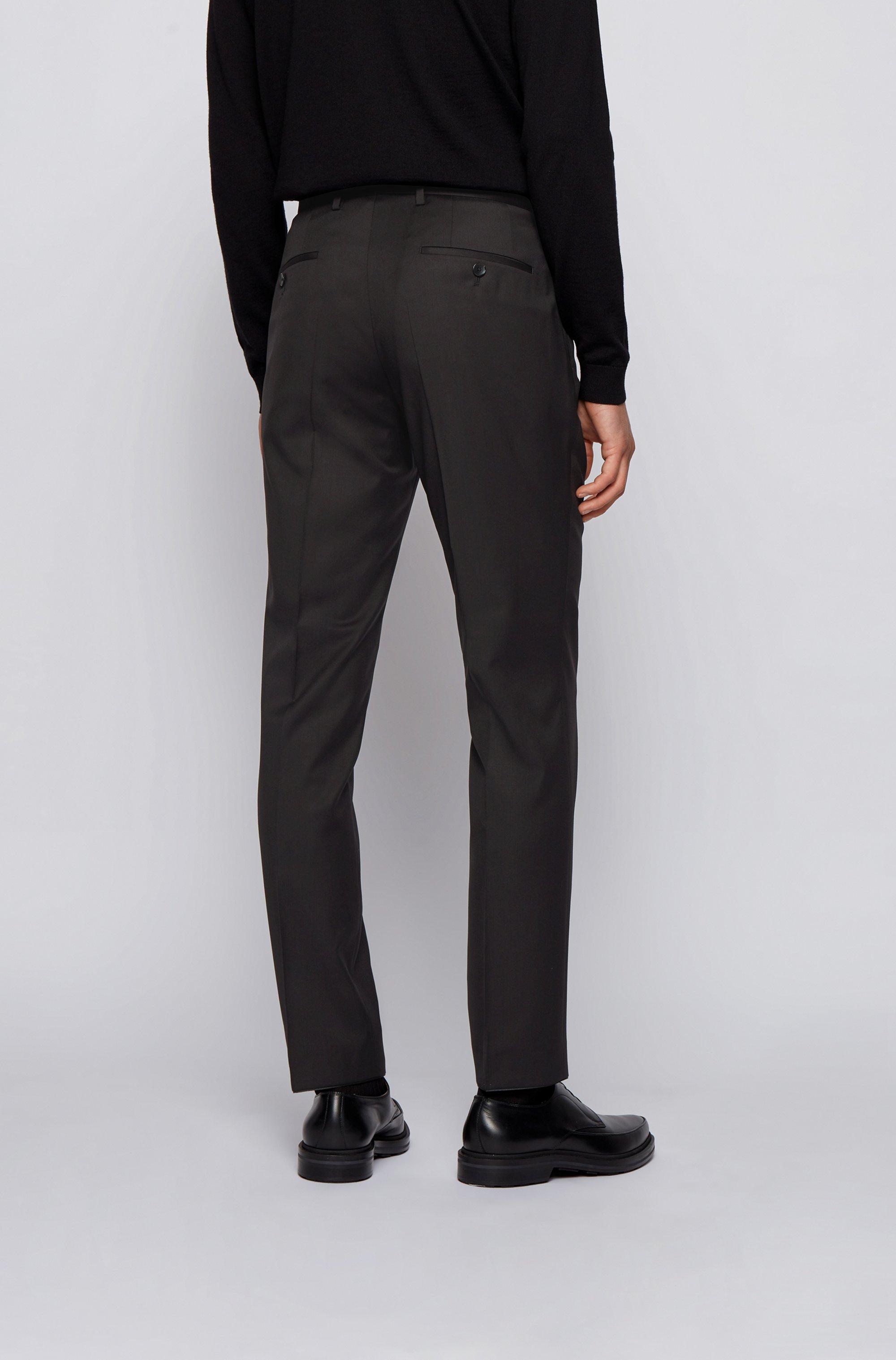 BOSS by HUGO BOSS Gibson Cyl Flat Front Solid Slim Fit Wool Dress Pants in  Black for Men | Lyst
