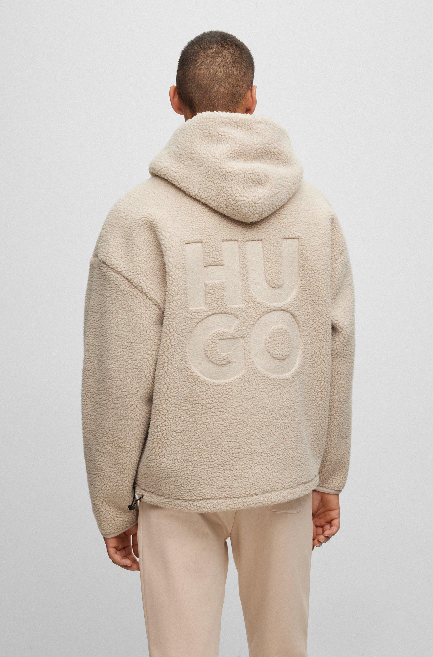 HUGO Oversized-fit Logo Hoodie In Soft Fleece in Natural for Men | Lyst UK