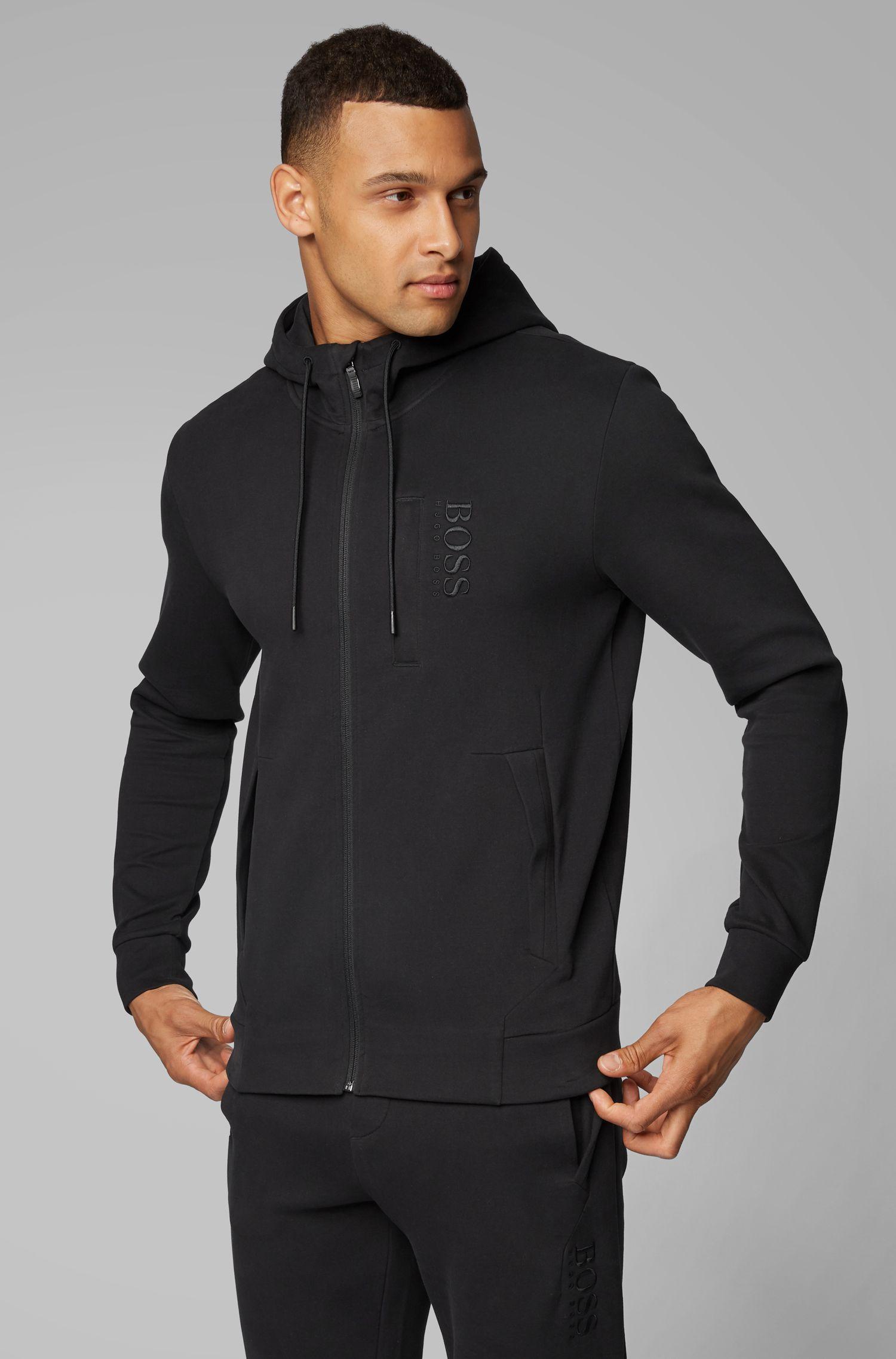 BOSS Zip-through Hooded Sweatshirt In A Cashmere-touch Cotton Blend in ...