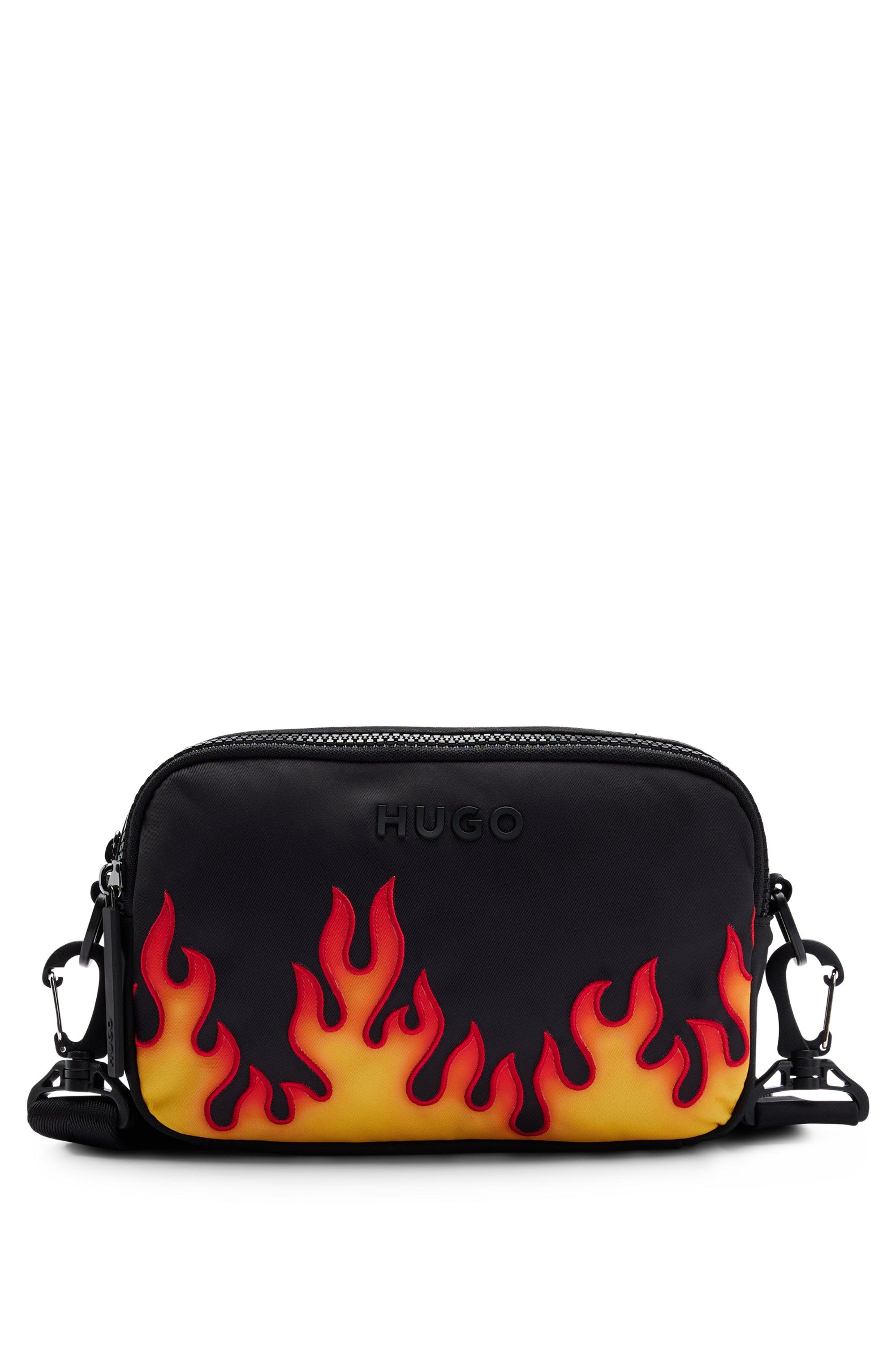 BOSS by HUGO BOSS Cross-body Bag With Flame Embroidery in Black