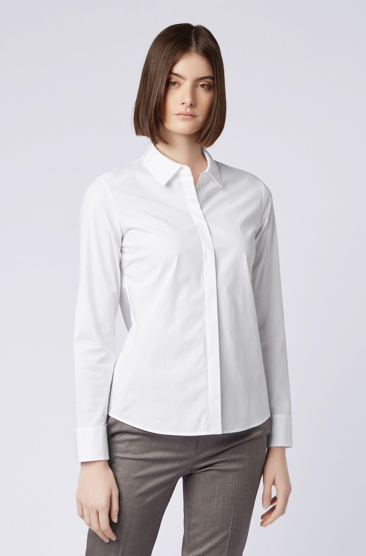 womens white tailored blouse