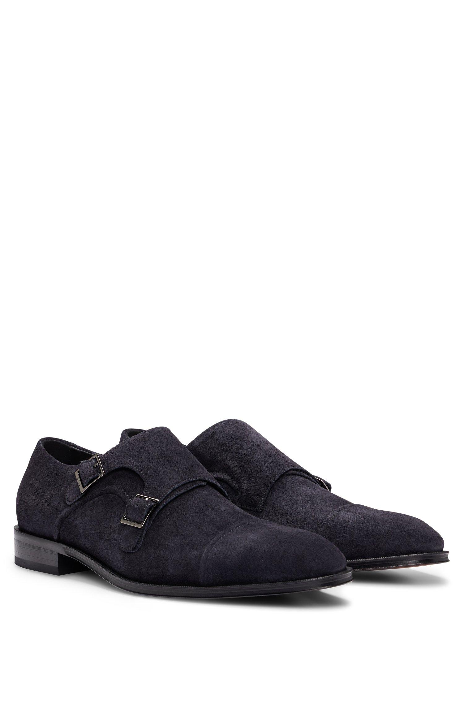 Shoes Hugo Boss Monk BOSS Suede Shoes With Double-monk Strap And