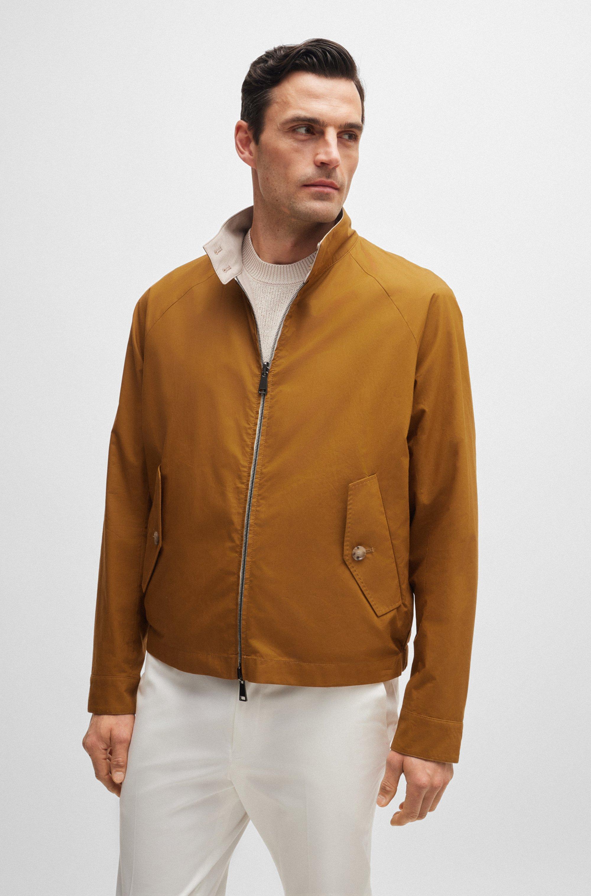 BOSS Reversible Harrington Jacket In Virgin Wool And Silk in Brown for Men Lyst