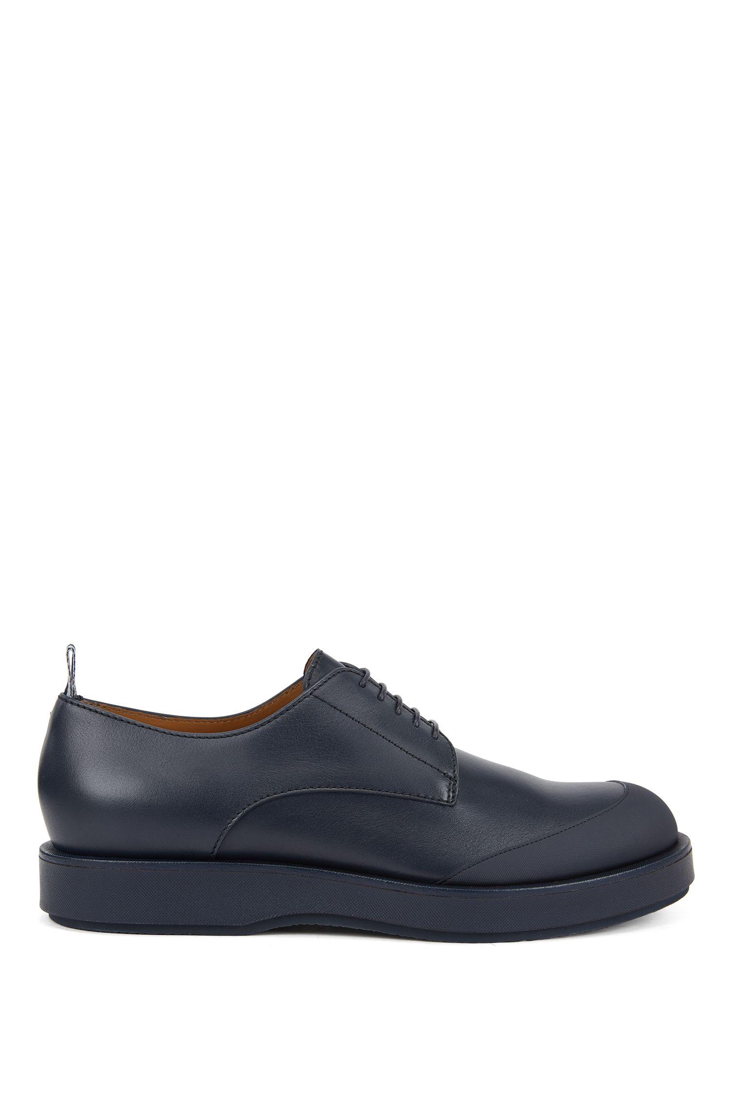 BOSS Italian Made Derby Shoes In Leather With Rubberized Bumper in Dark ...