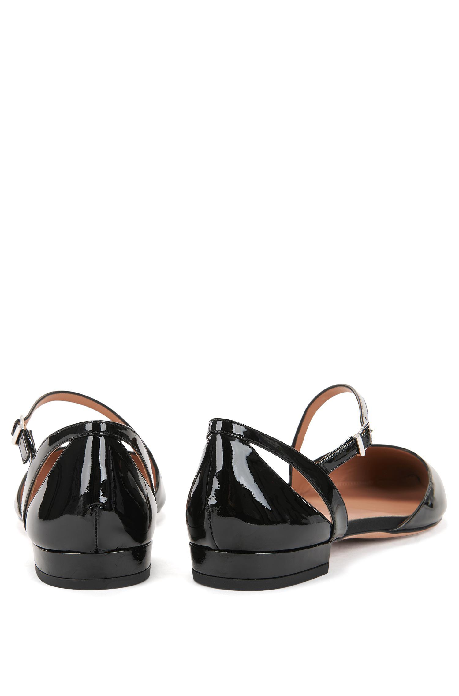 BOSS by HUGO BOSS Patent Calf-leather Ballerina Pumps With Asymmetric Strap  in Black | Lyst Canada