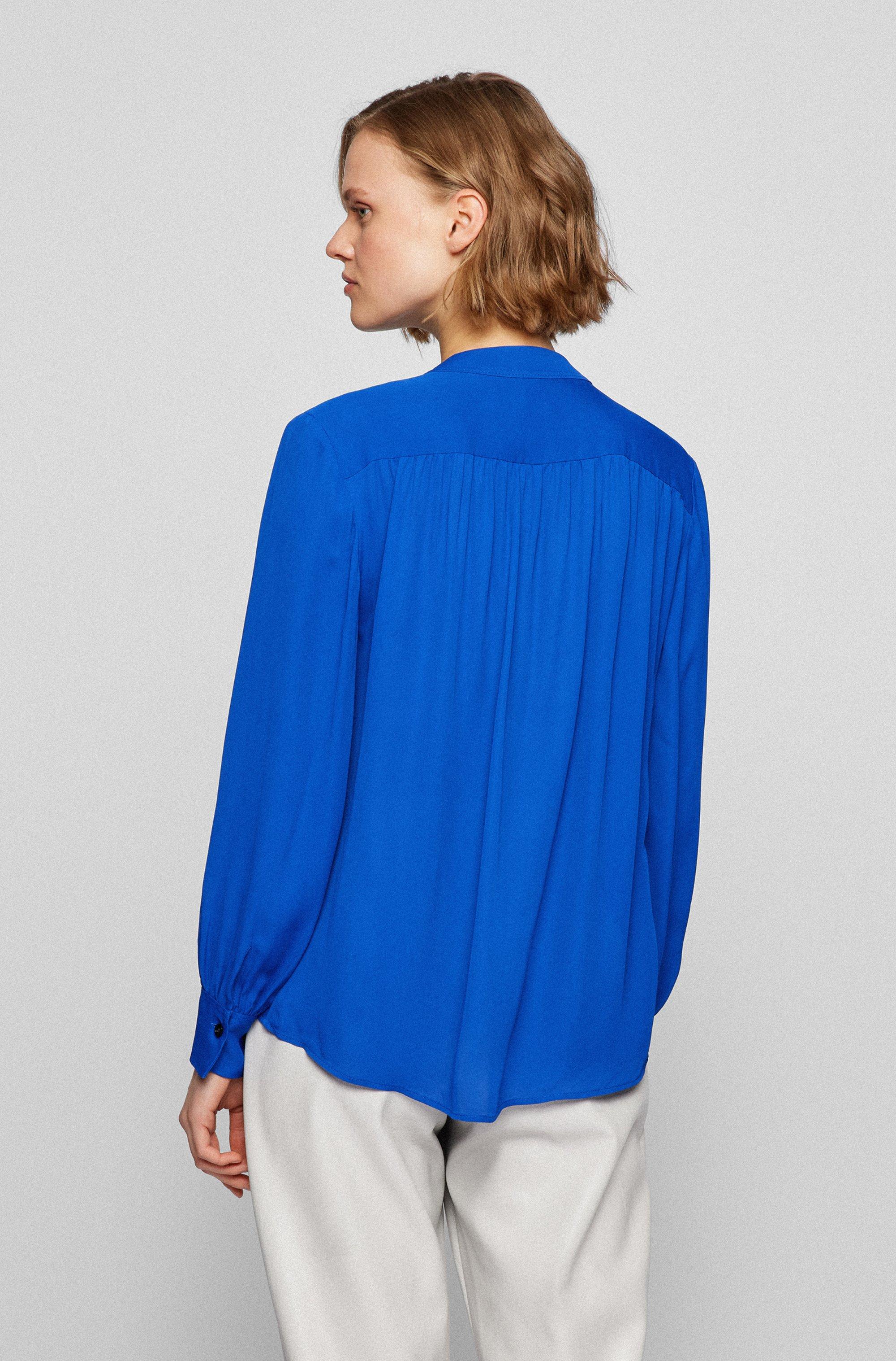 BOSS by HUGO BOSS Regular-fit Long-sleeved Blouse With Notch Neckline in  Blue | Lyst