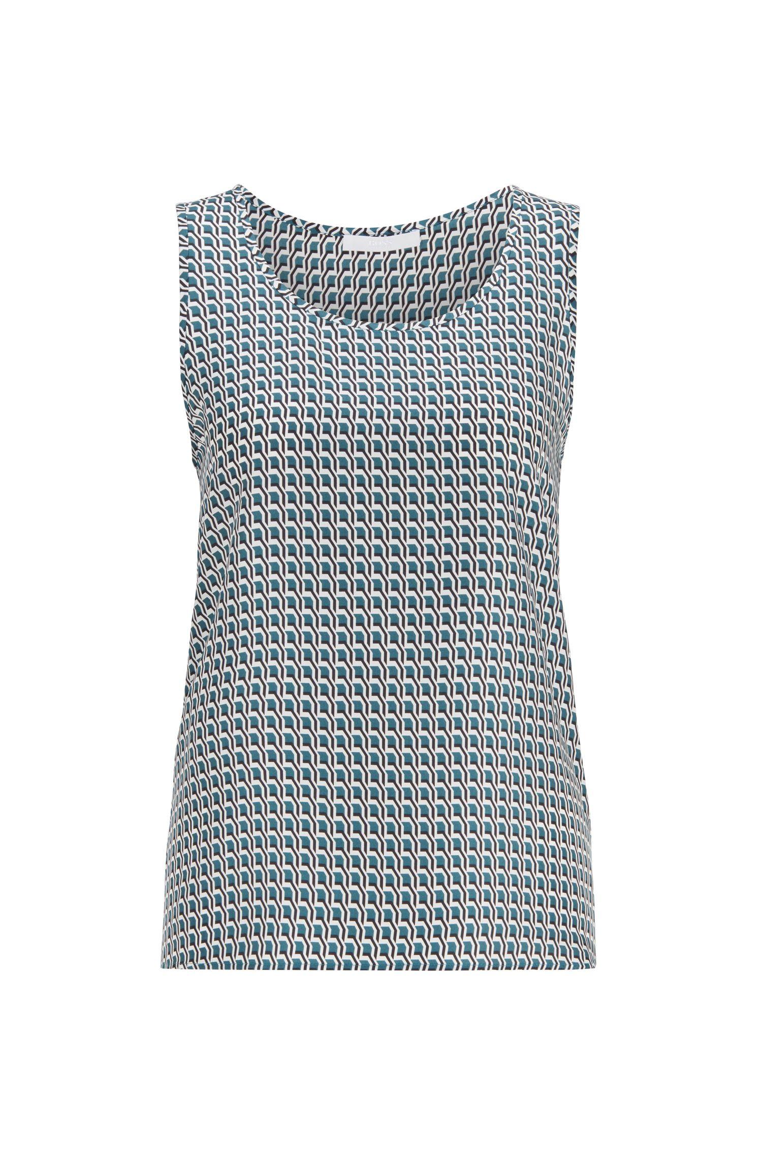 BOSS by Hugo Boss Sleeveless Top In Pure Silk With All Over Print in ...