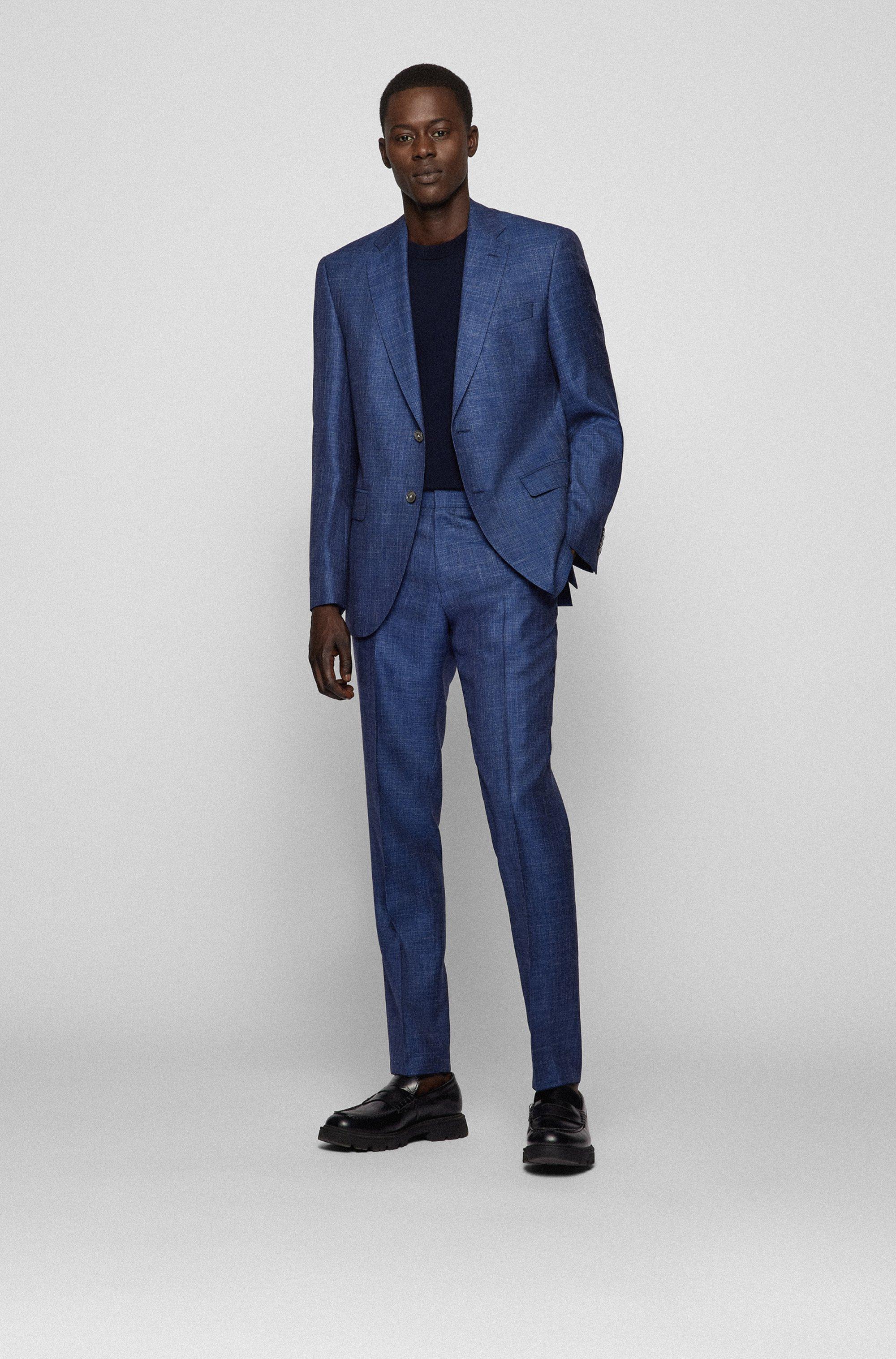 by HUGO BOSS Regular-fit Suit In Virgin Wool, Silk And in Blue for Men Lyst