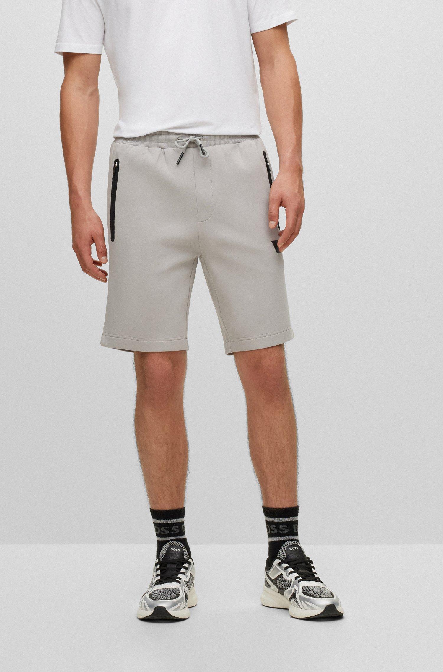 BOSS by HUGO BOSS Cotton-blend Drawstring Shorts With Logo Stripe in Grey  for Men