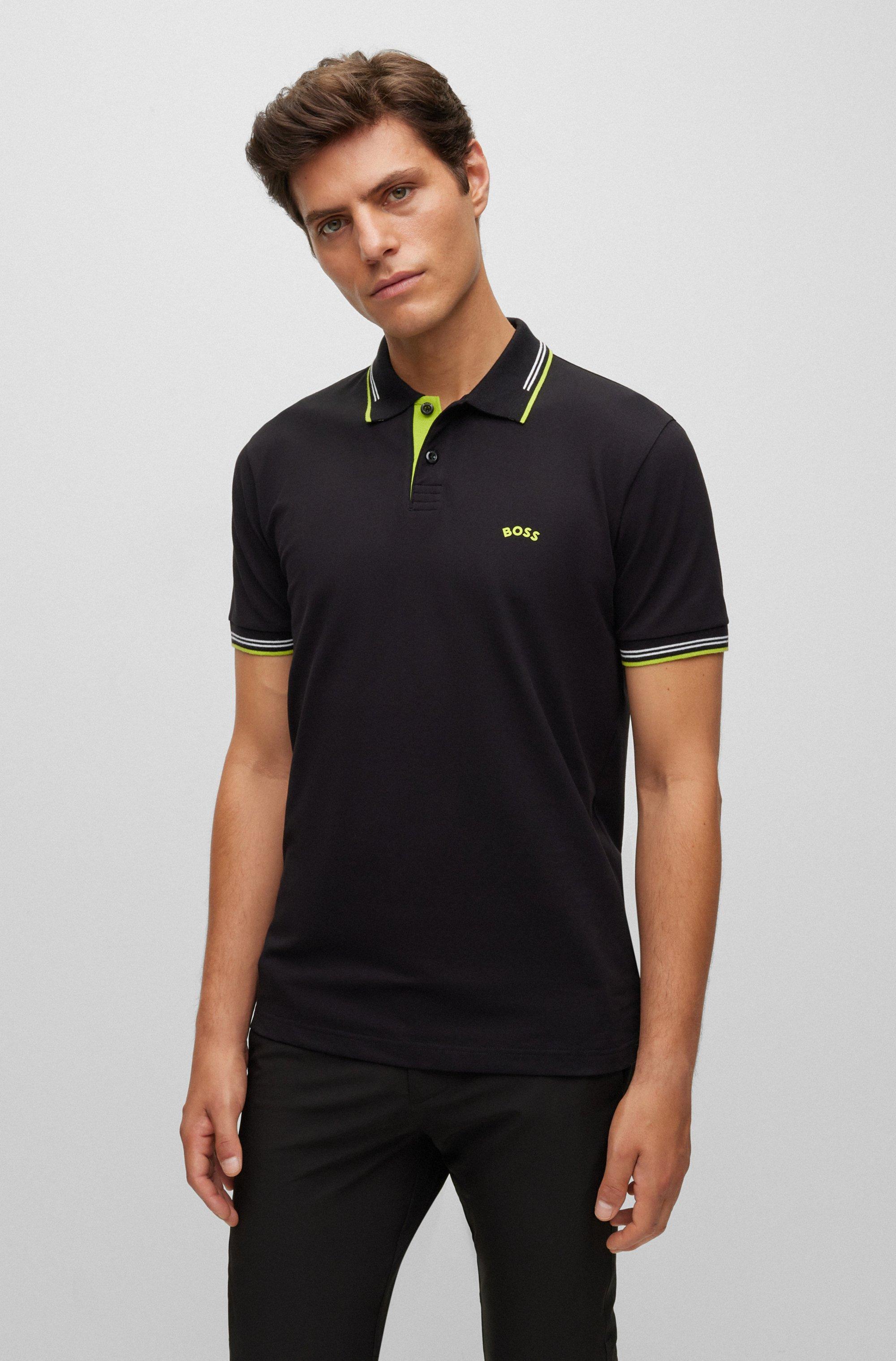BOSS by HUGO BOSS Stretch-cotton Slim-fit Polo Shirt With Branded  Undercollar in Black for Men | Lyst