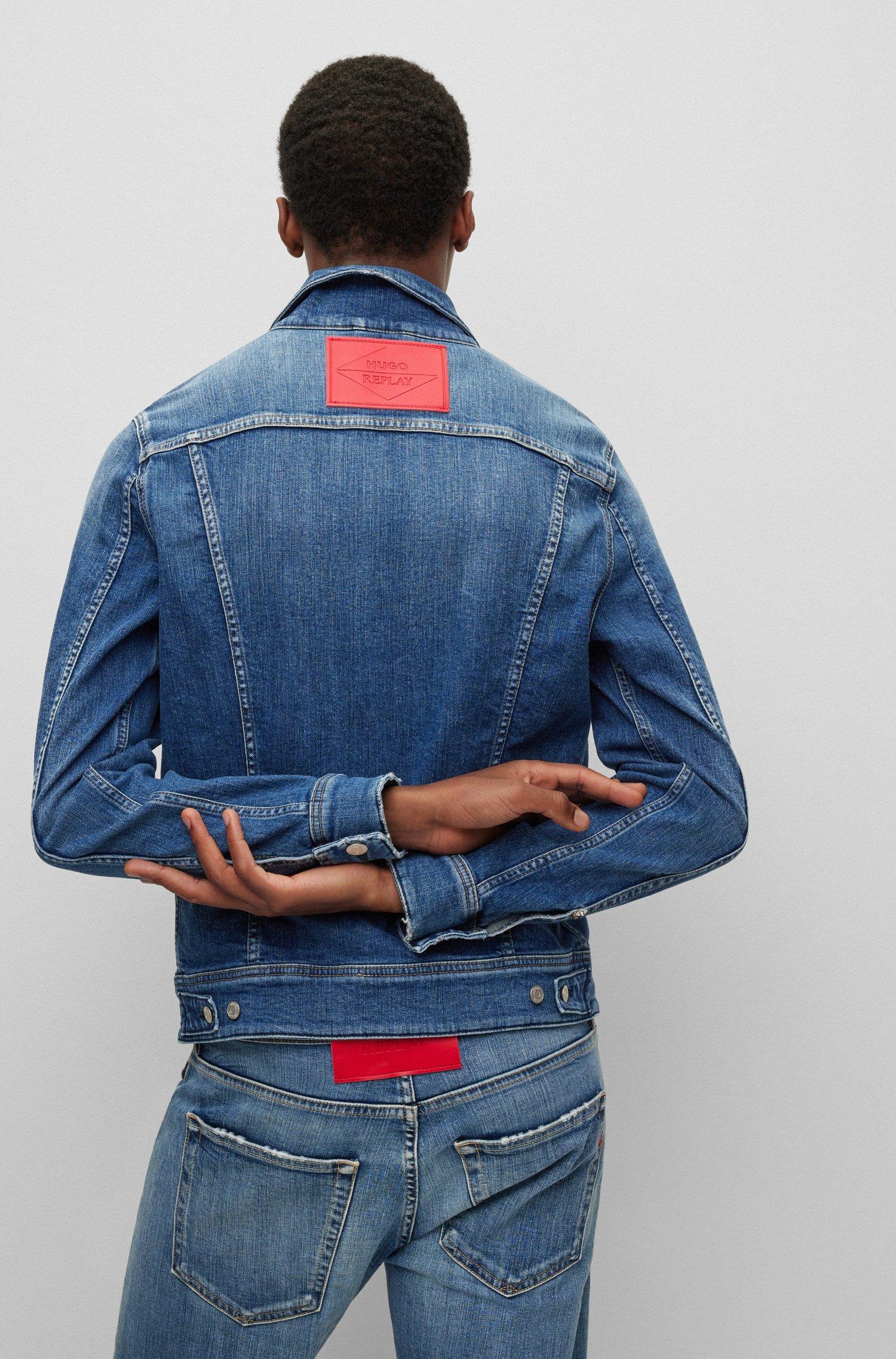 BOSS | Replay Regular-fit Jacket In Mid-blue Stretch Denim for Men 