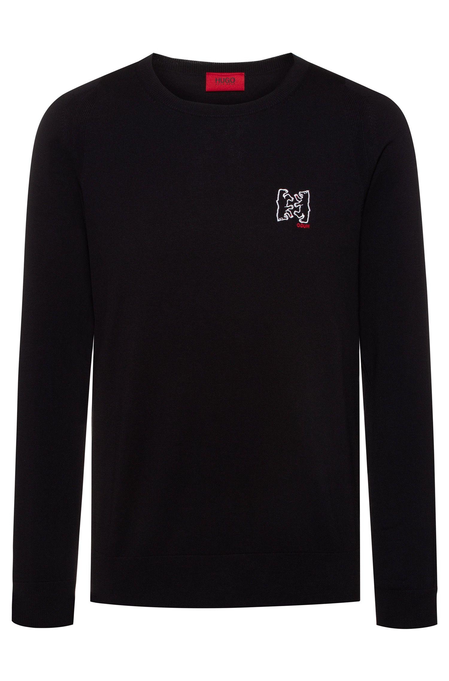 HUGO Cotton-blend Knitted Sweater With Bear Motifs in Black for Men - Lyst