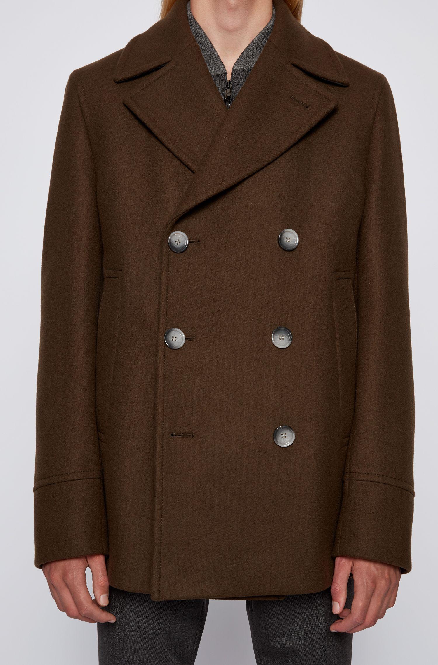 BOSS by Hugo Boss Wool Blend Peacoat With Double Breasted Closure in ...