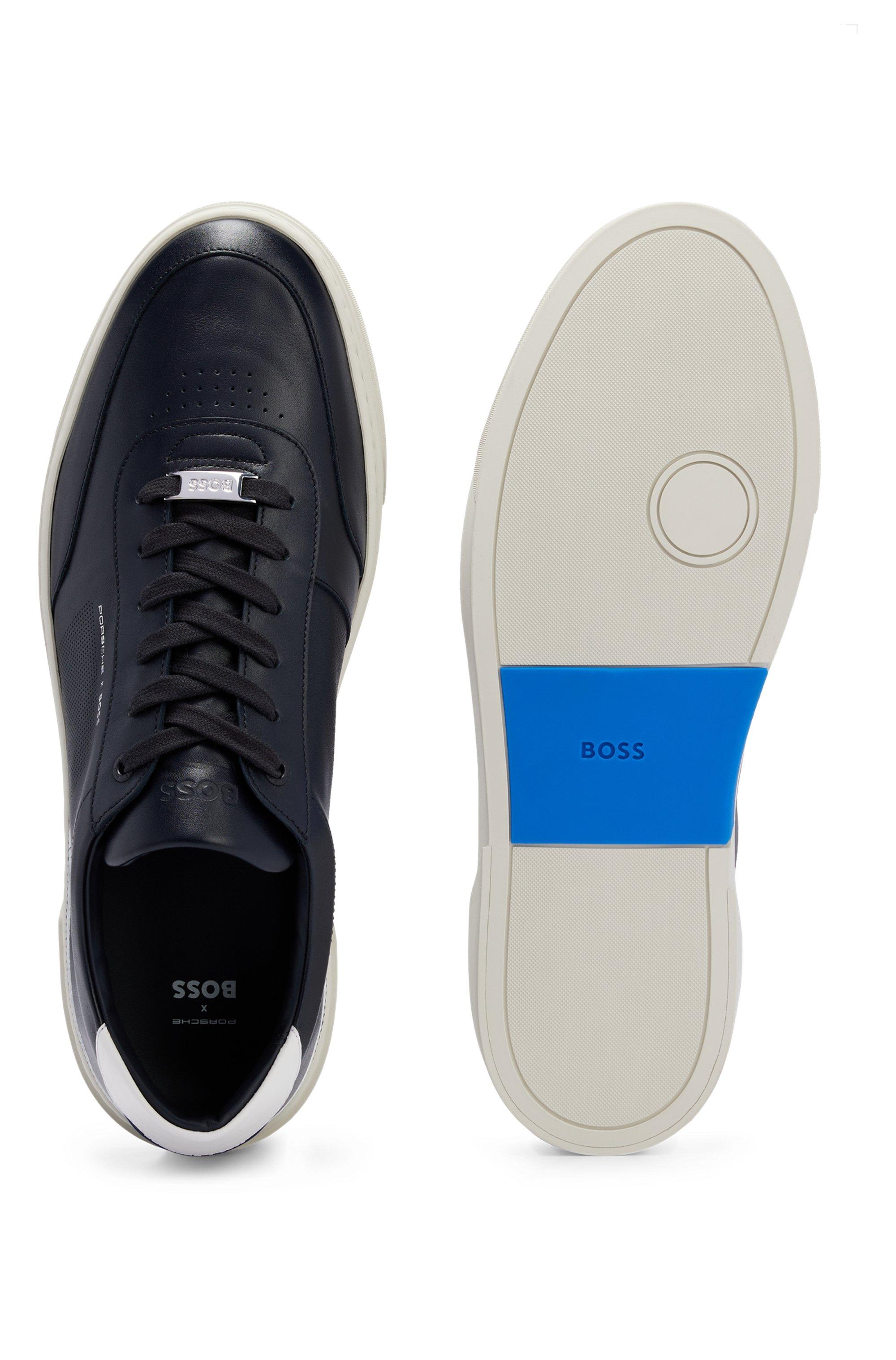 BOSS by HUGO BOSS Porsche X Lace-up Trainers In Leather With Perforated  Side Panel in Blue for Men | Lyst