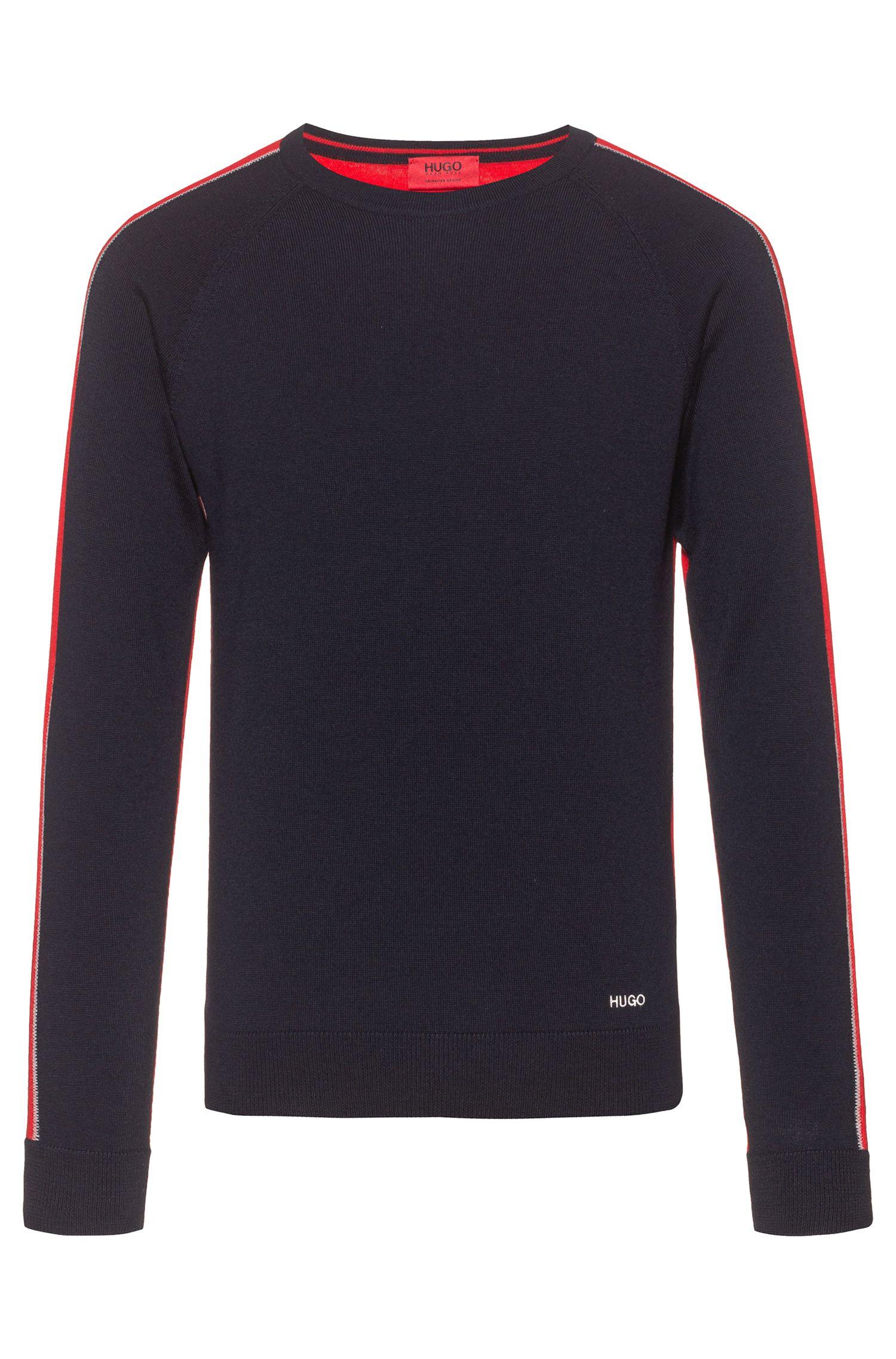 BOSS by Hugo Boss Crew Neck Merino Sweater With Zigzag Stitch Detailing